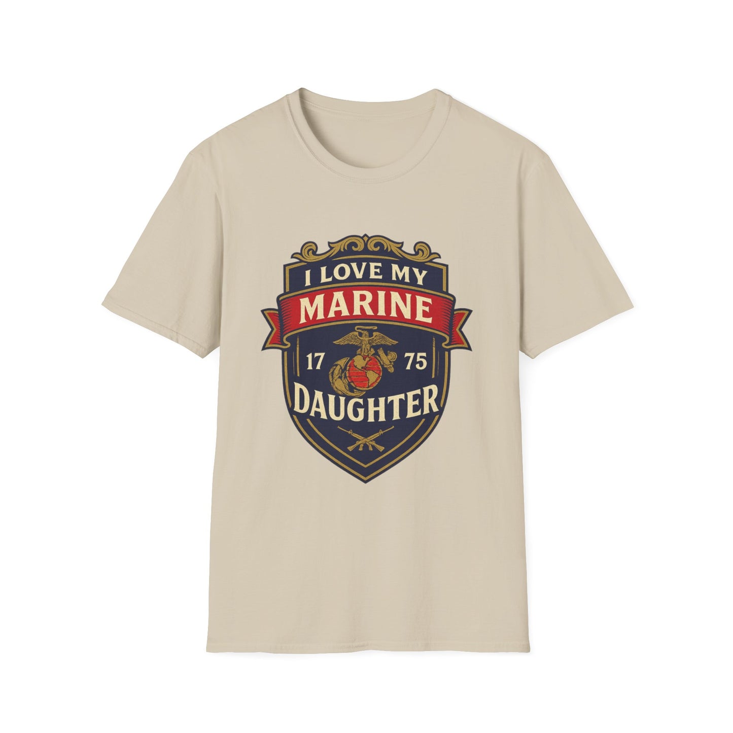 "I Love My Marine Daughter" Military Patriotic Softstyle Tshirt for Marine Parents