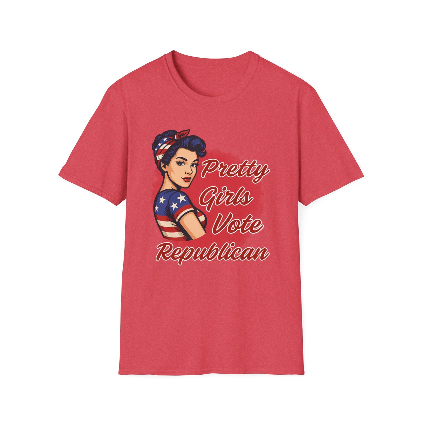 "Pretty Girls Vote Republican" Empowered Women Softstyle T-Shirt Tee (Brunette)