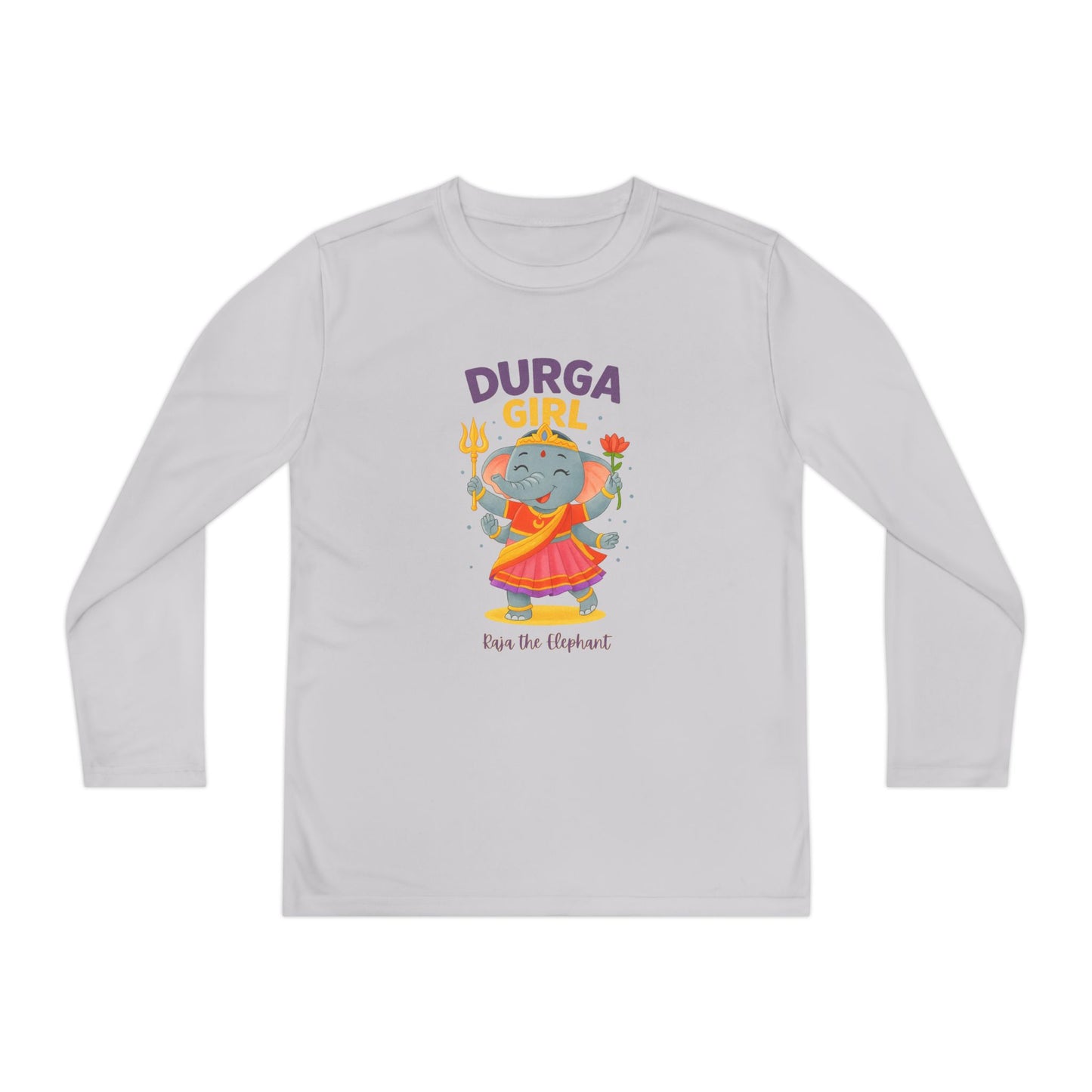 "Durga Girl" Raja the Elephant Girls Long Sleeve Tshirt (Hindu Celebration)