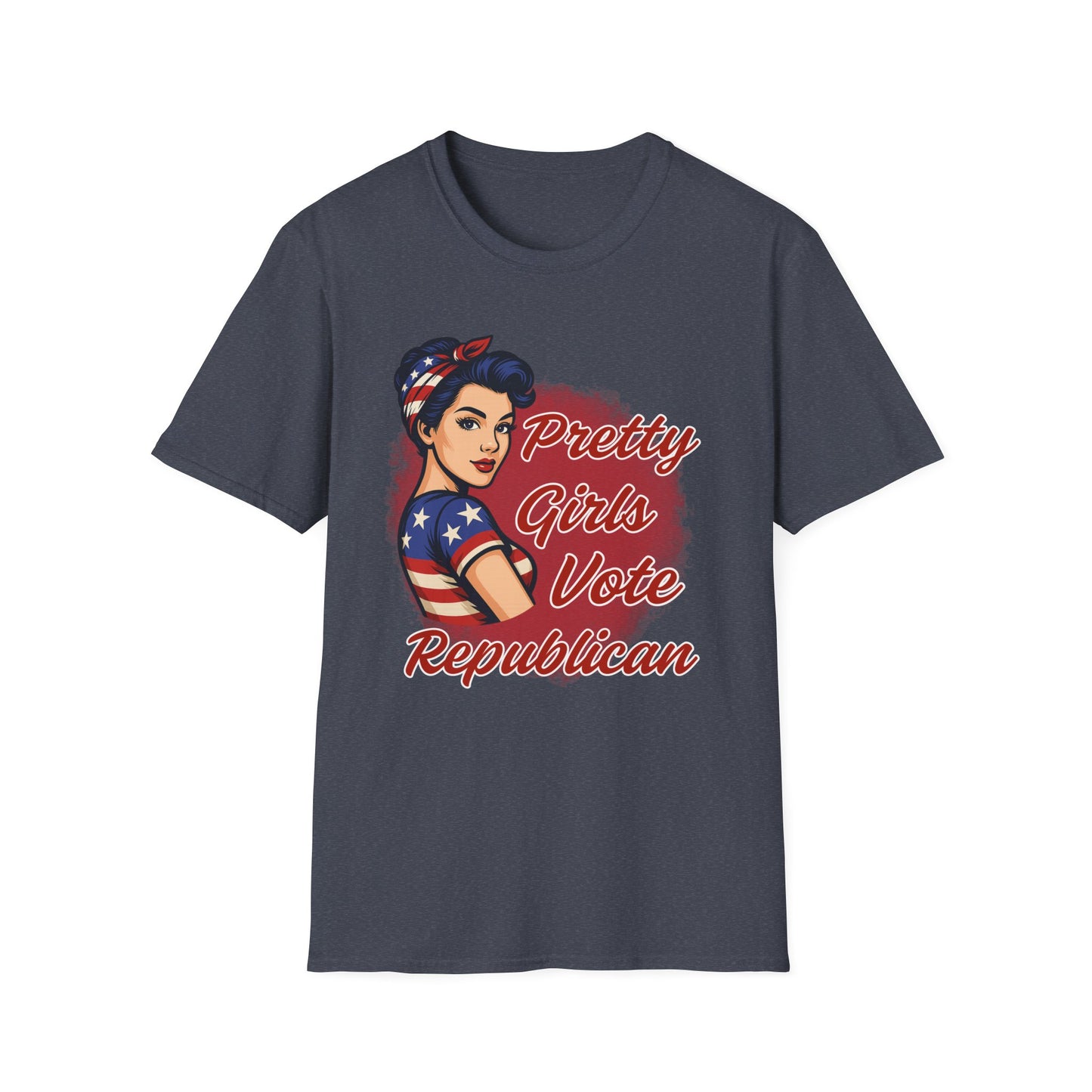 "Pretty Girls Vote Republican" Empowered Women Softstyle T-Shirt Tee (Brunette)
