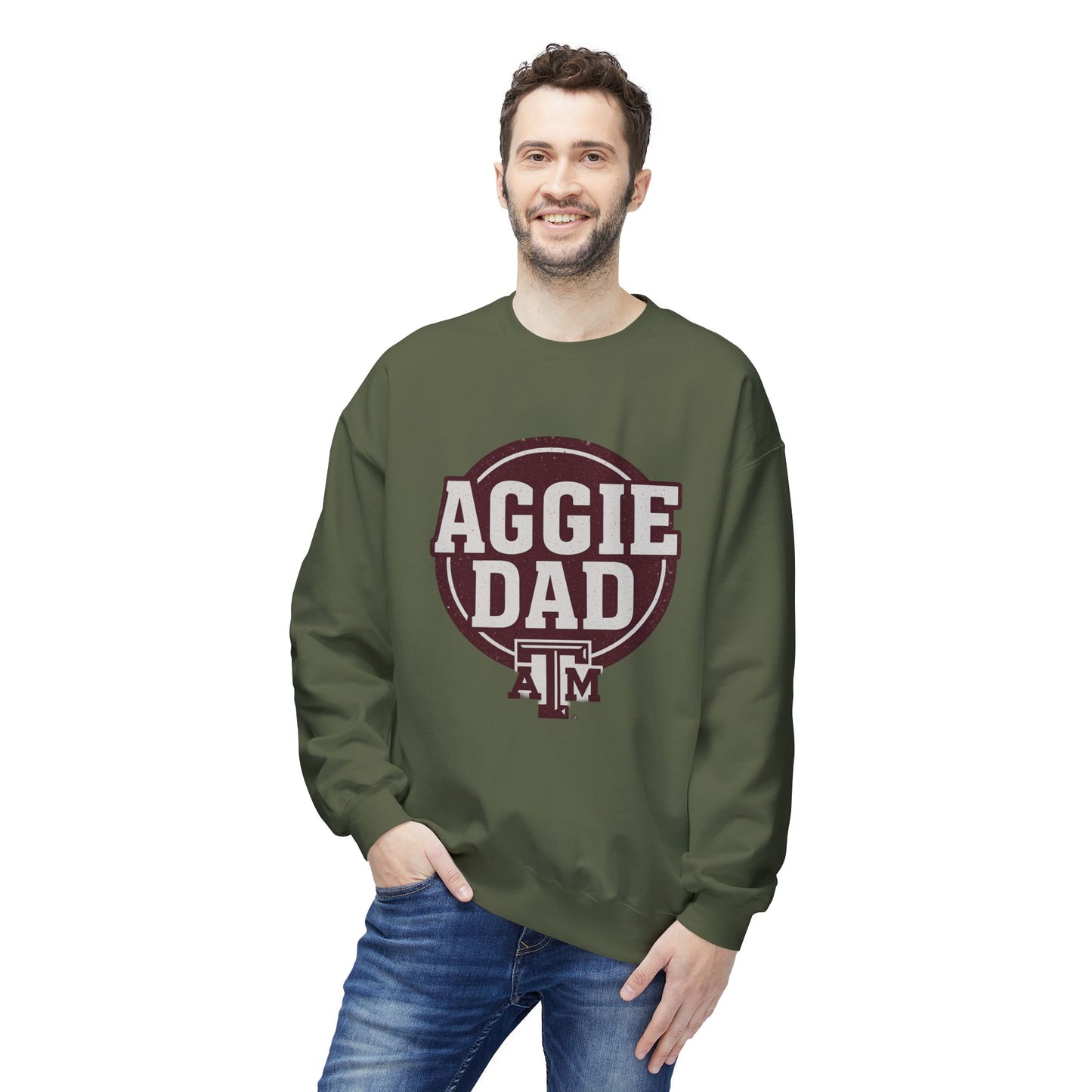Aggie Dad Texas A&M Midweight Fleece Crewneck Sweatshirt - Sweet Baby Jeez Teez