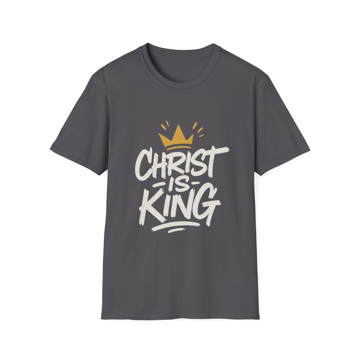 Christ is King Men's Unisex Softstyle T-Shirt (Gold Crown Logo)