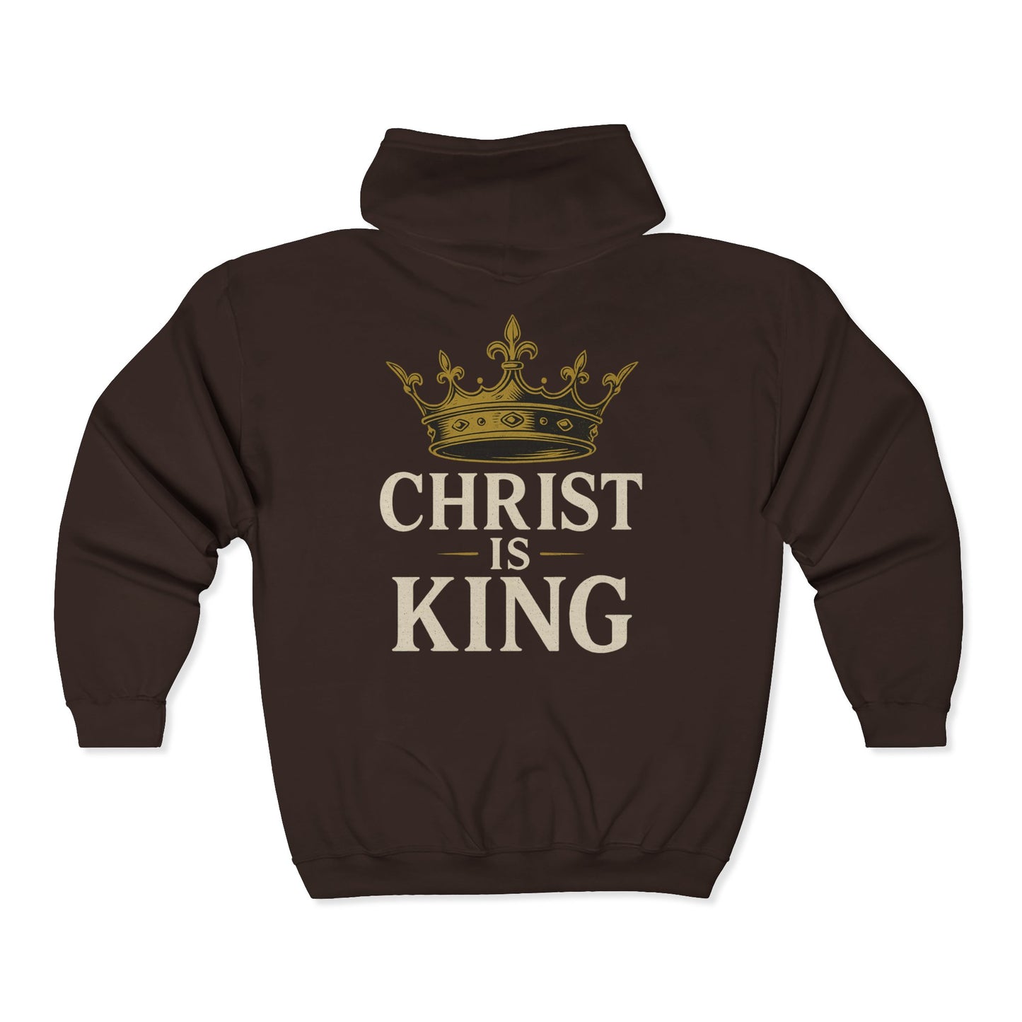 "Christ is King" Unisex Cozy Full-Zip Hoodie (Back Logo)