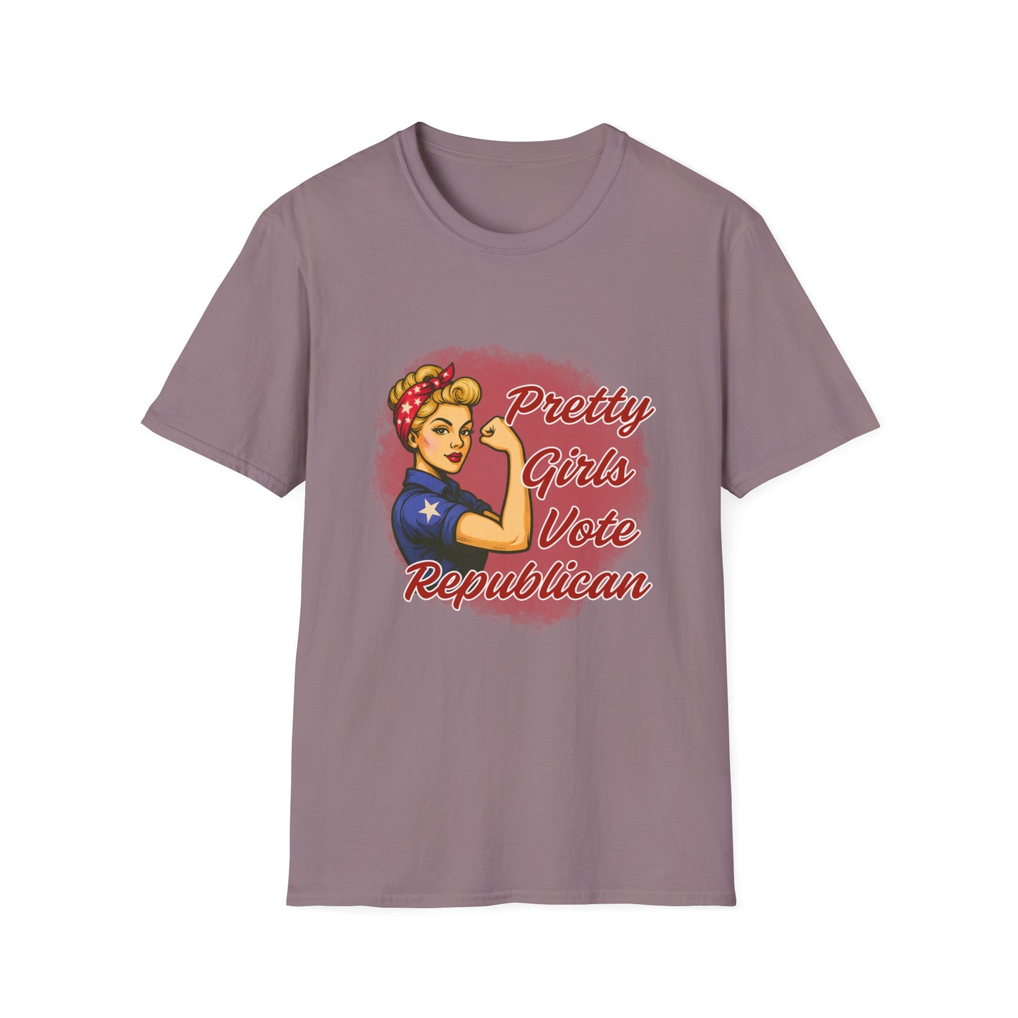 "Pretty Girls Vote Republican" Empowered Women Softstyle T-Shirt Tee (Blonde)