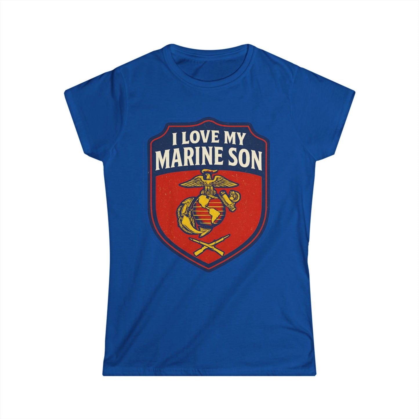 "I Love My Marine Son" Patriotic Women's Fitted T-Shirt for Marine Military Mom