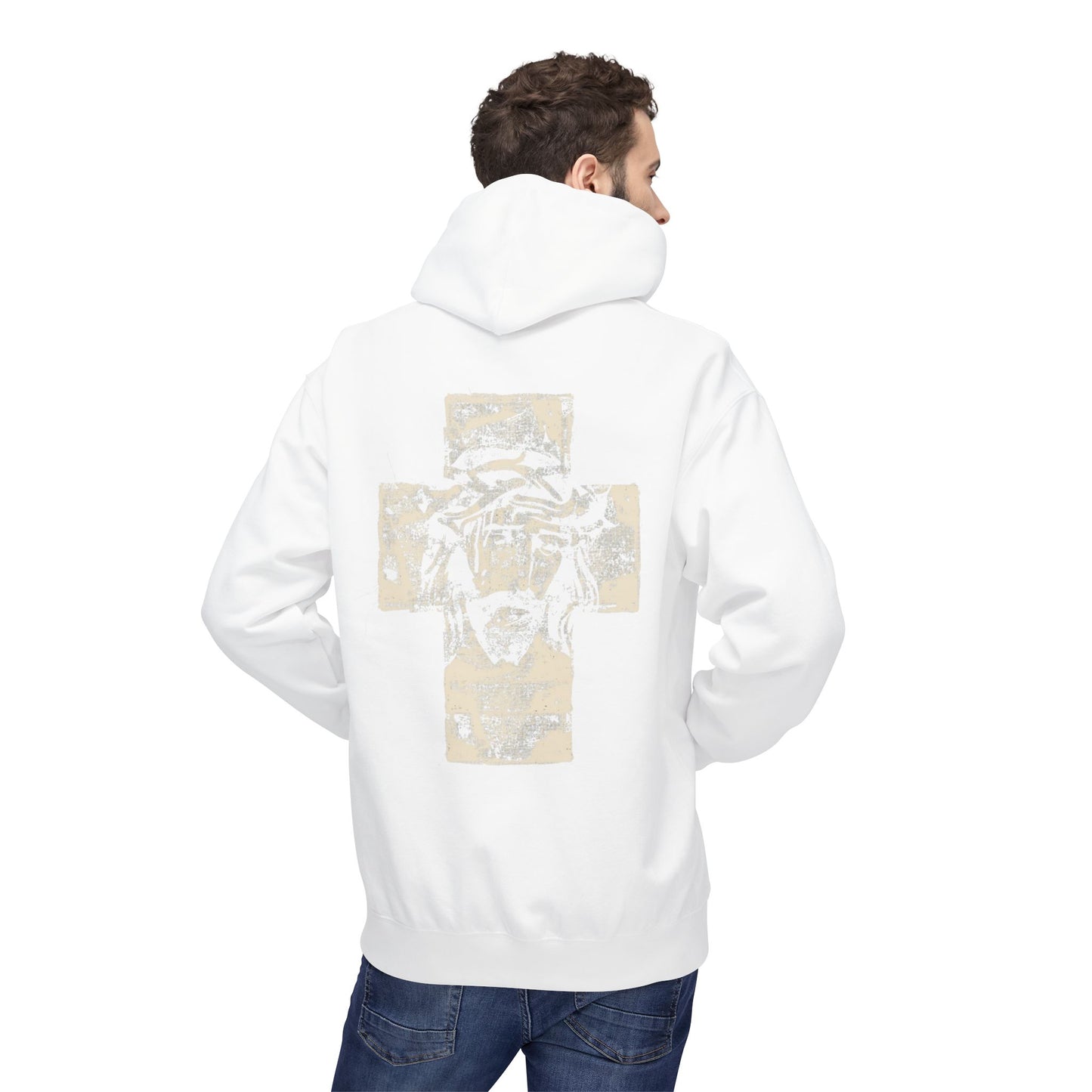 Christ Portrait on Cross Modern Logo Men's Hoodie - Sweet Baby Jeez Teez