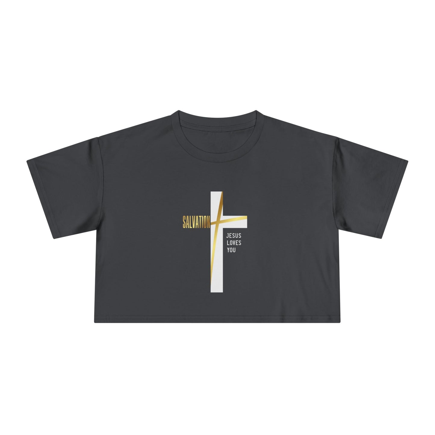 Salvation/Jesus Loves You Faith-Inspired Women's Crop T-Shirt - Sweet Baby Jeez Teez