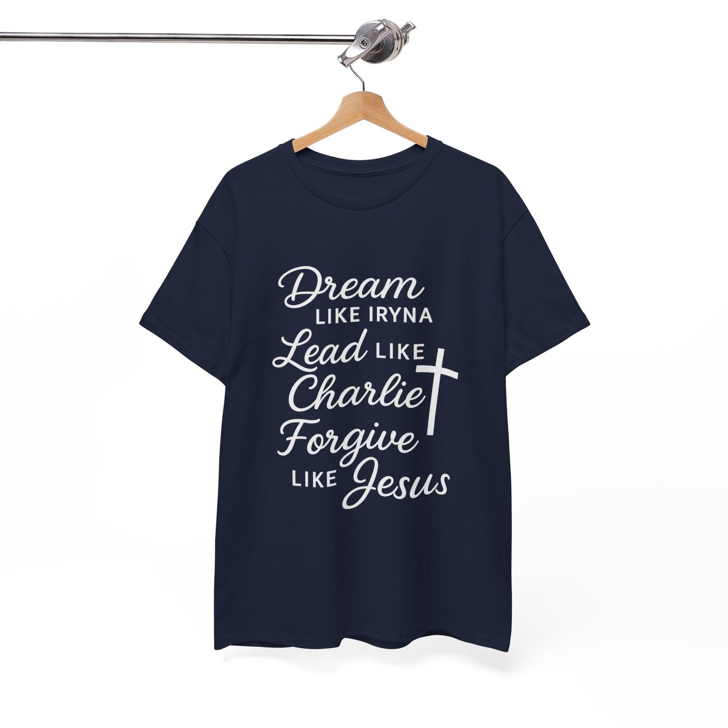 Dream, Lead, Forgive Women's Relaxed Heavy Cotton Tshirt (White Logo)
