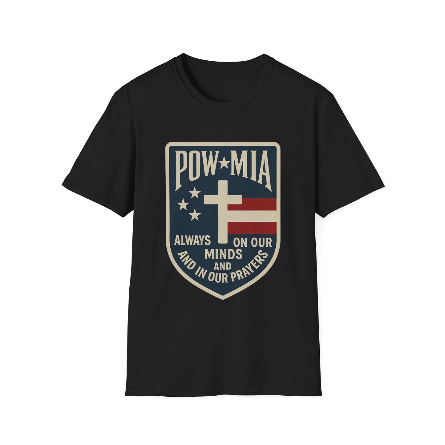 "POW MIA Thoughts & Prayers" Tribute Military Support Softstyle T-Shirt