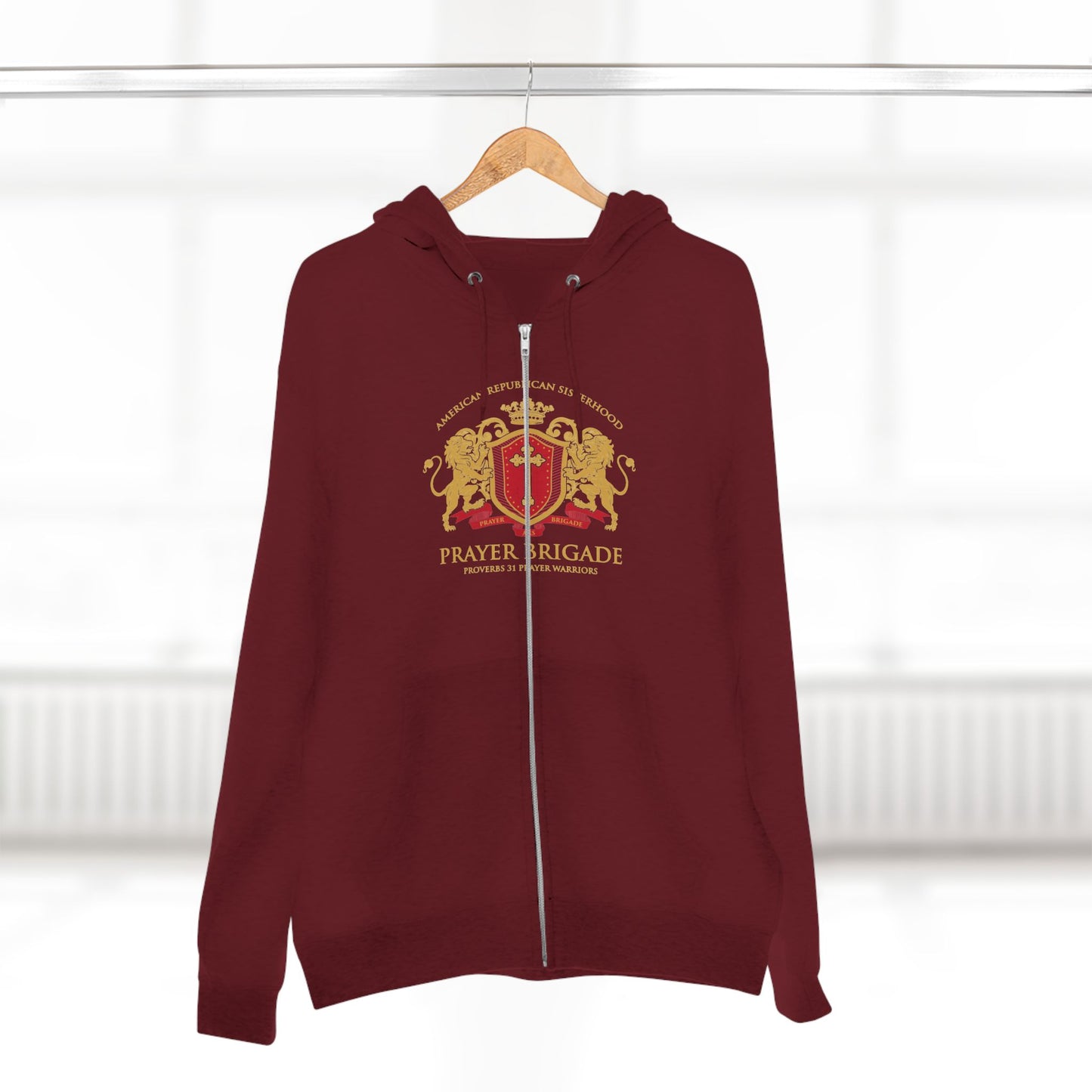 ARS Prayer Brigade Unisex Zip Hoodie (Black with Gold/Red Logo)