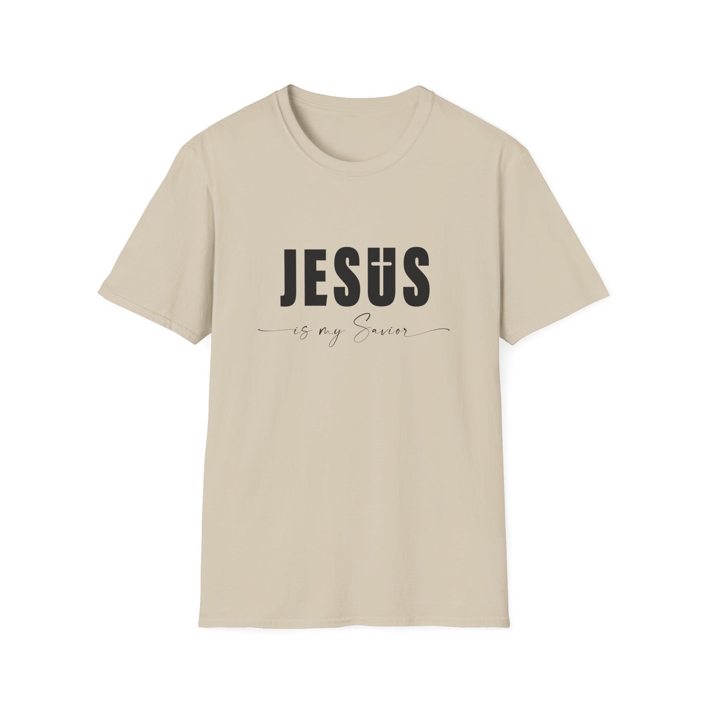 "Jesus is My Savior" Christian Faith Soft T-Shirt (Black Logo)
