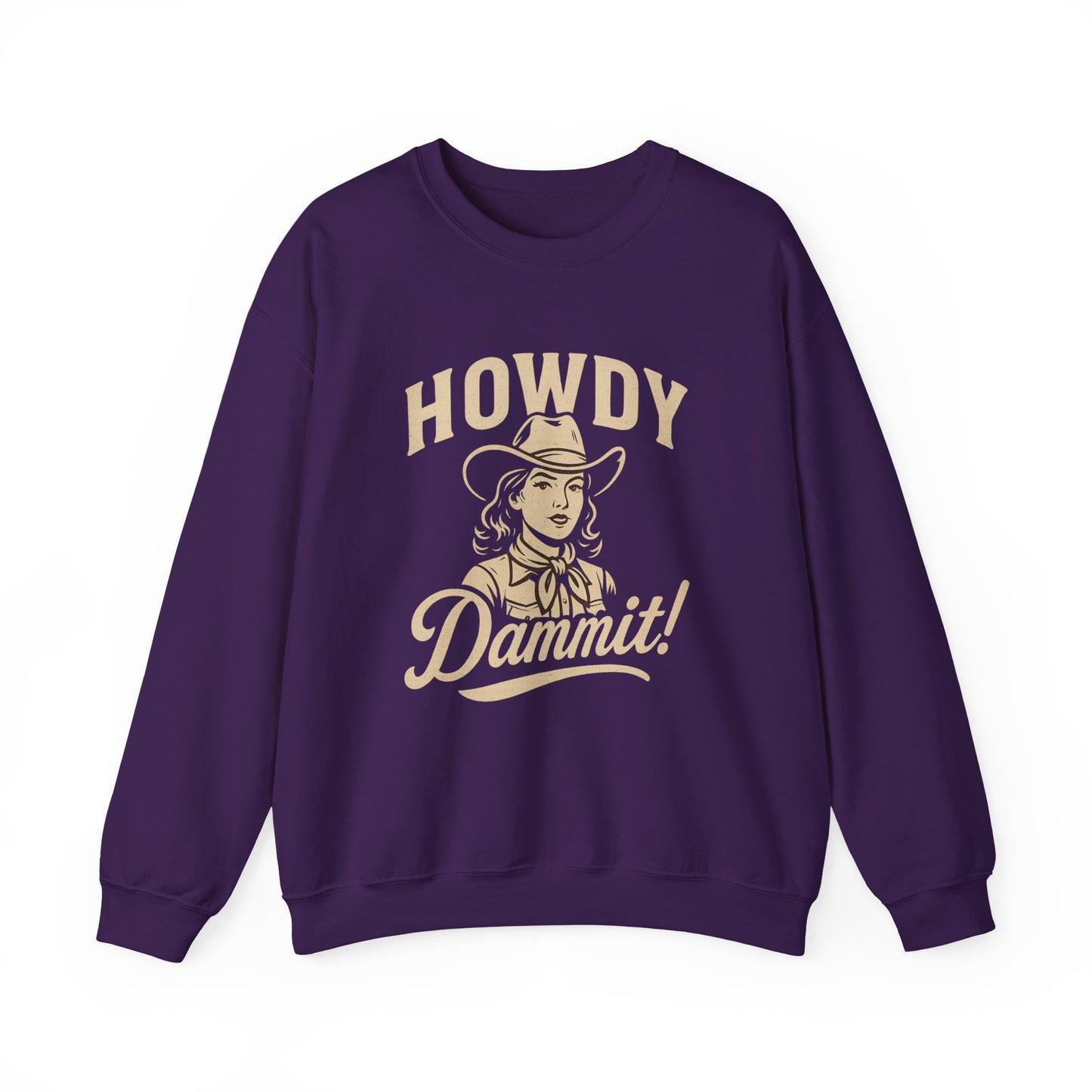 Howdy Dammit! Aggie Texas Cowgirl Unisex Cozy Sweatshirt (Gold Logo)