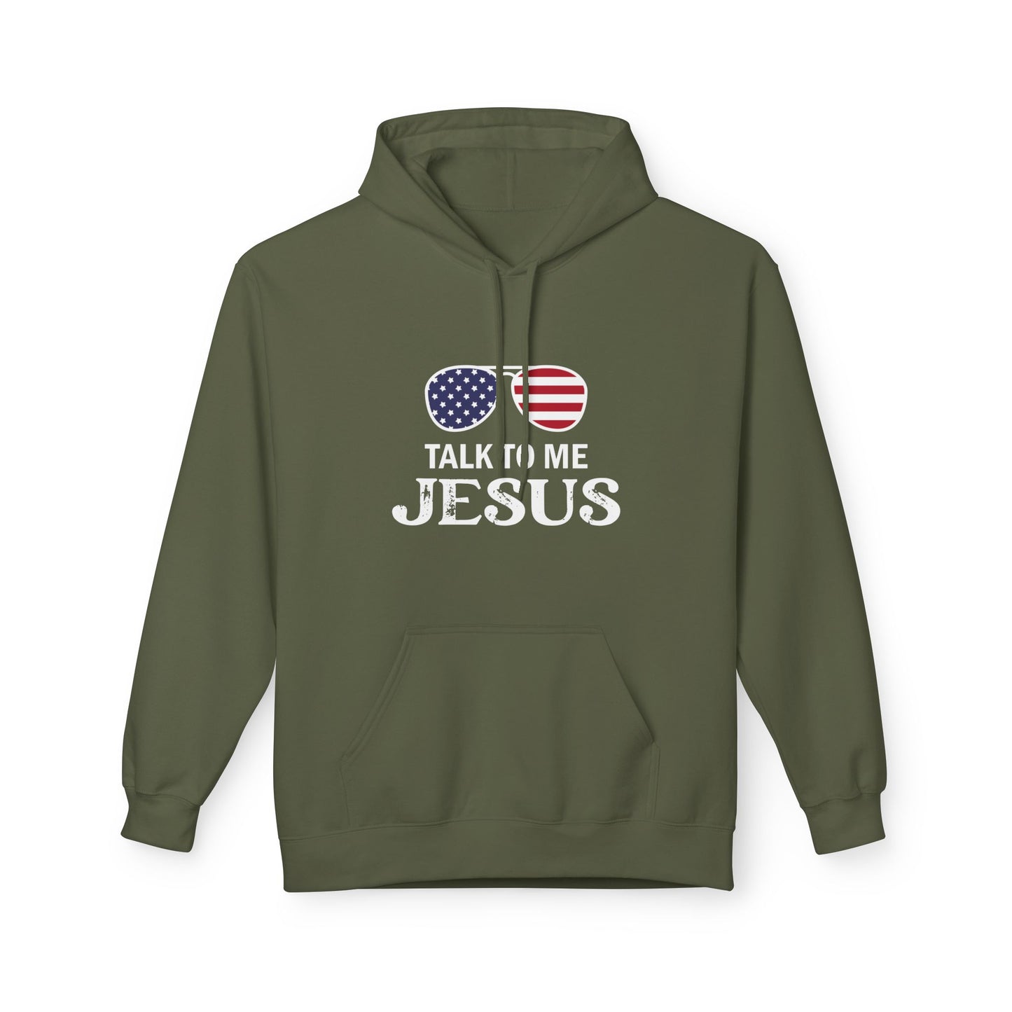 Patriotic "Talk to Me Jesus" Christian Fleece Hoodie