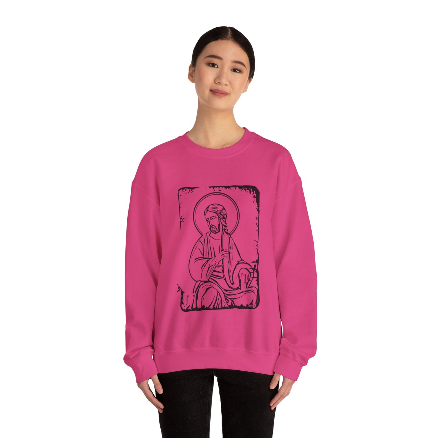 Orthodox Icon Women's Relaxed Sweatshirt (Black Logo) - Sweet Baby Jeez Teez