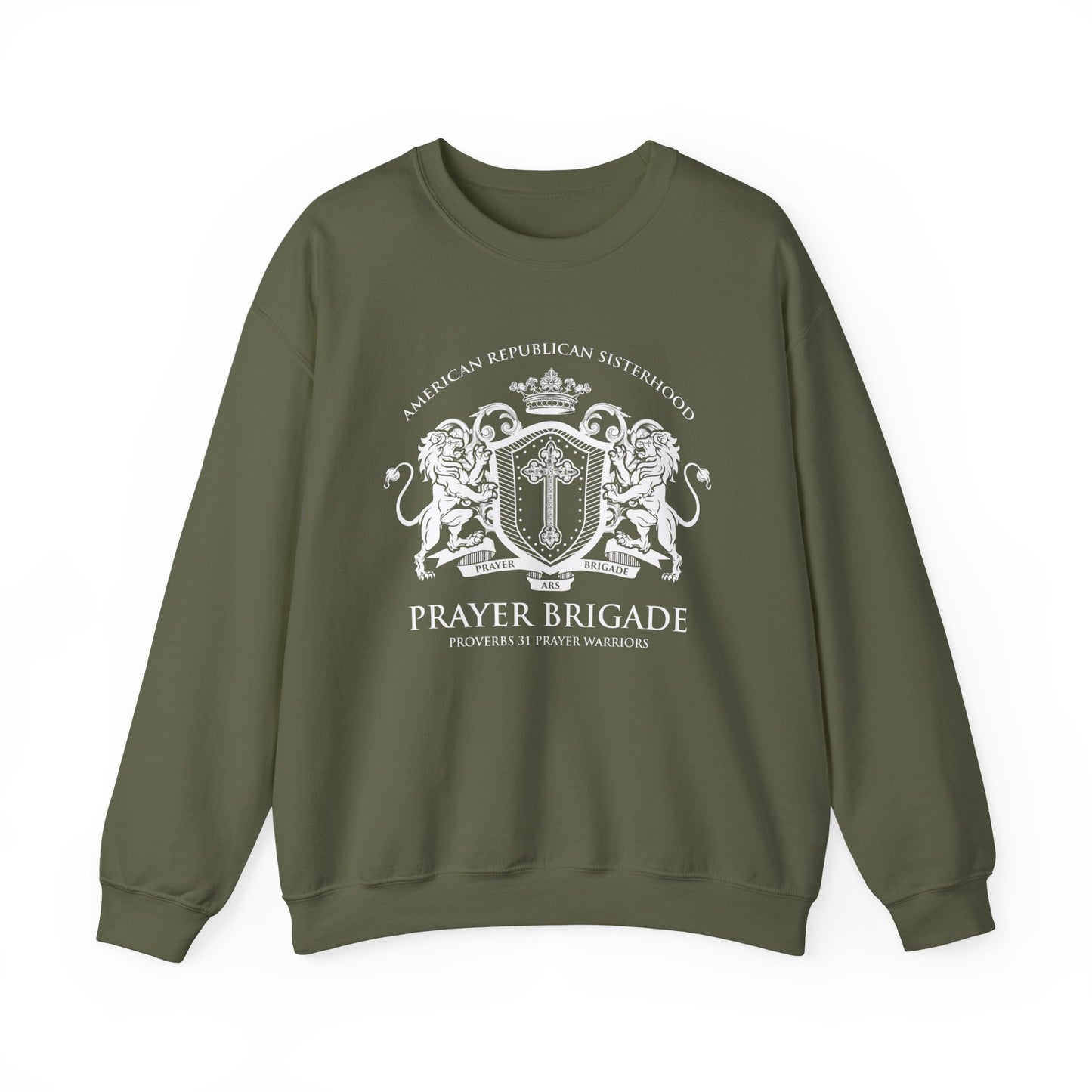 Prayer Brigade Relaxed Sweatshirt - Scripture Inspired Design (White Logo)