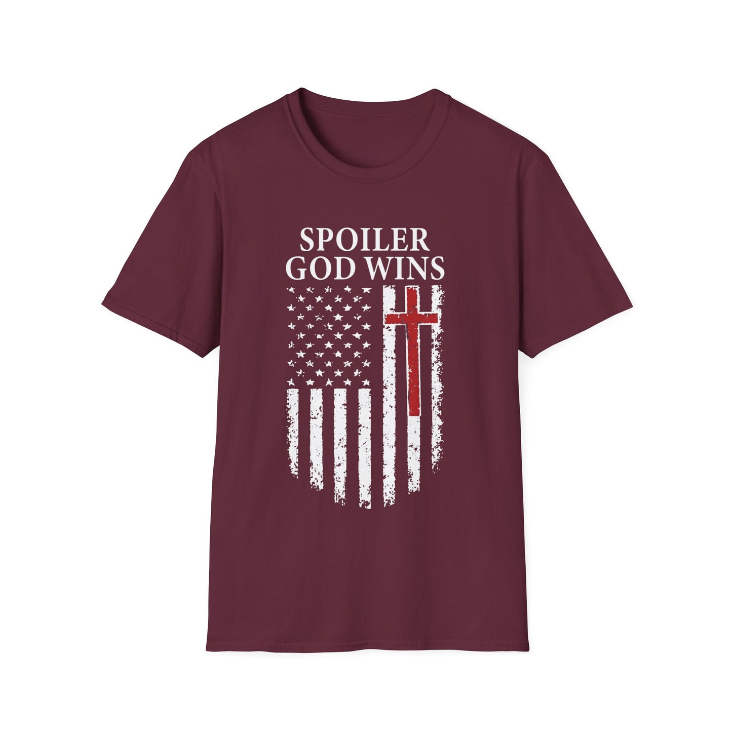 "Spoiler God Wins" Christian Unisex Softstyle T-Shirt