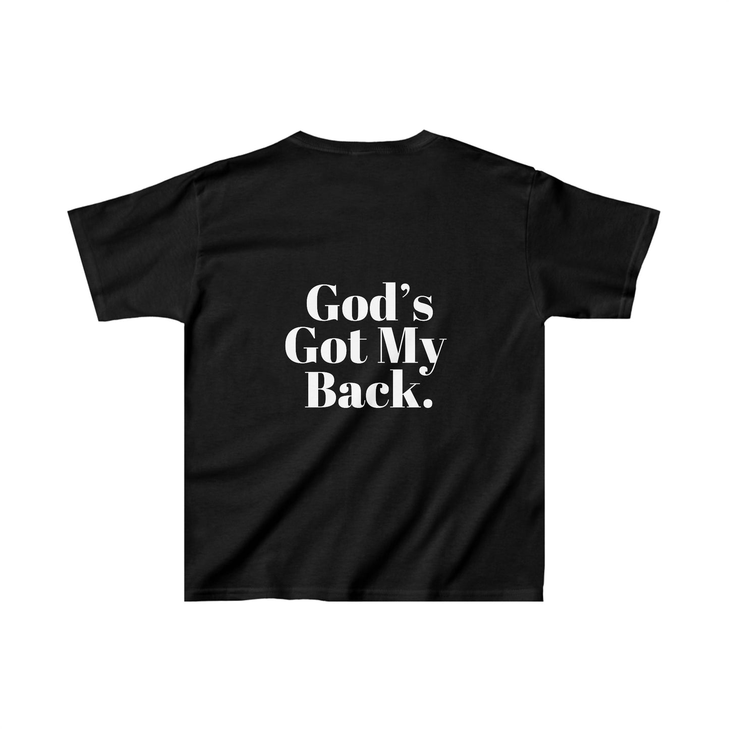 God's Got My Back Boy's Tshirt (White Logo - Back) - Sweet Baby Jeez Teez