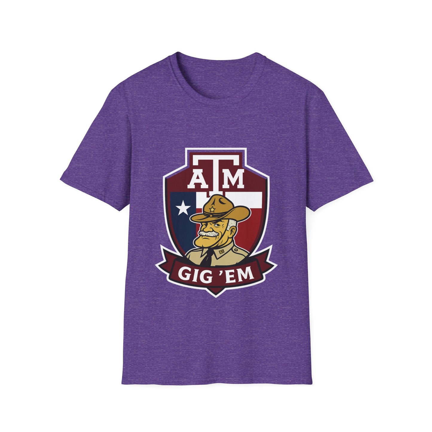 Gig 'Em Aggies Old Sarge Crest Soft Relaxed Tshirt (Texas Flag Logo 1)