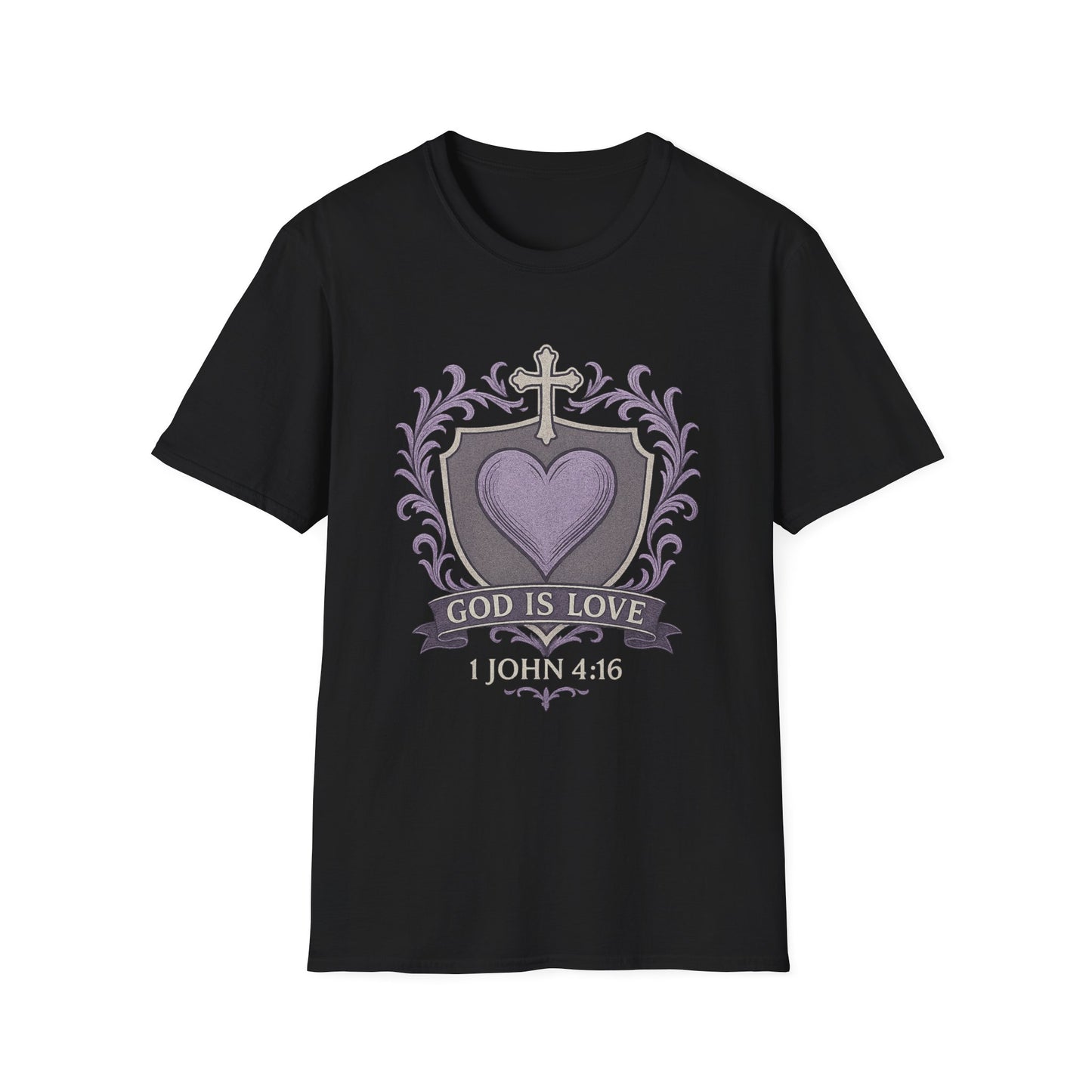 God Is Love Women's Bible Verse Inspirational Christian Tshirt (Faded Logo)