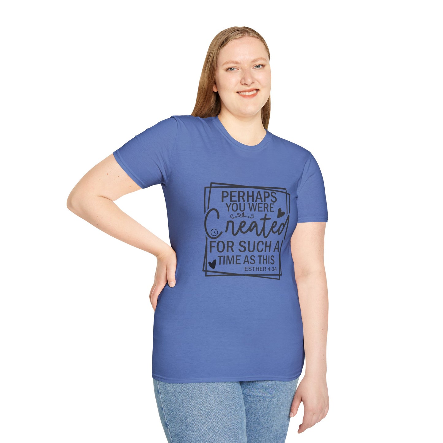 Esther 4:14 Women's Relaxed Softstyle Tshirt (Black Logo) - Sweet Baby Jeez Teez