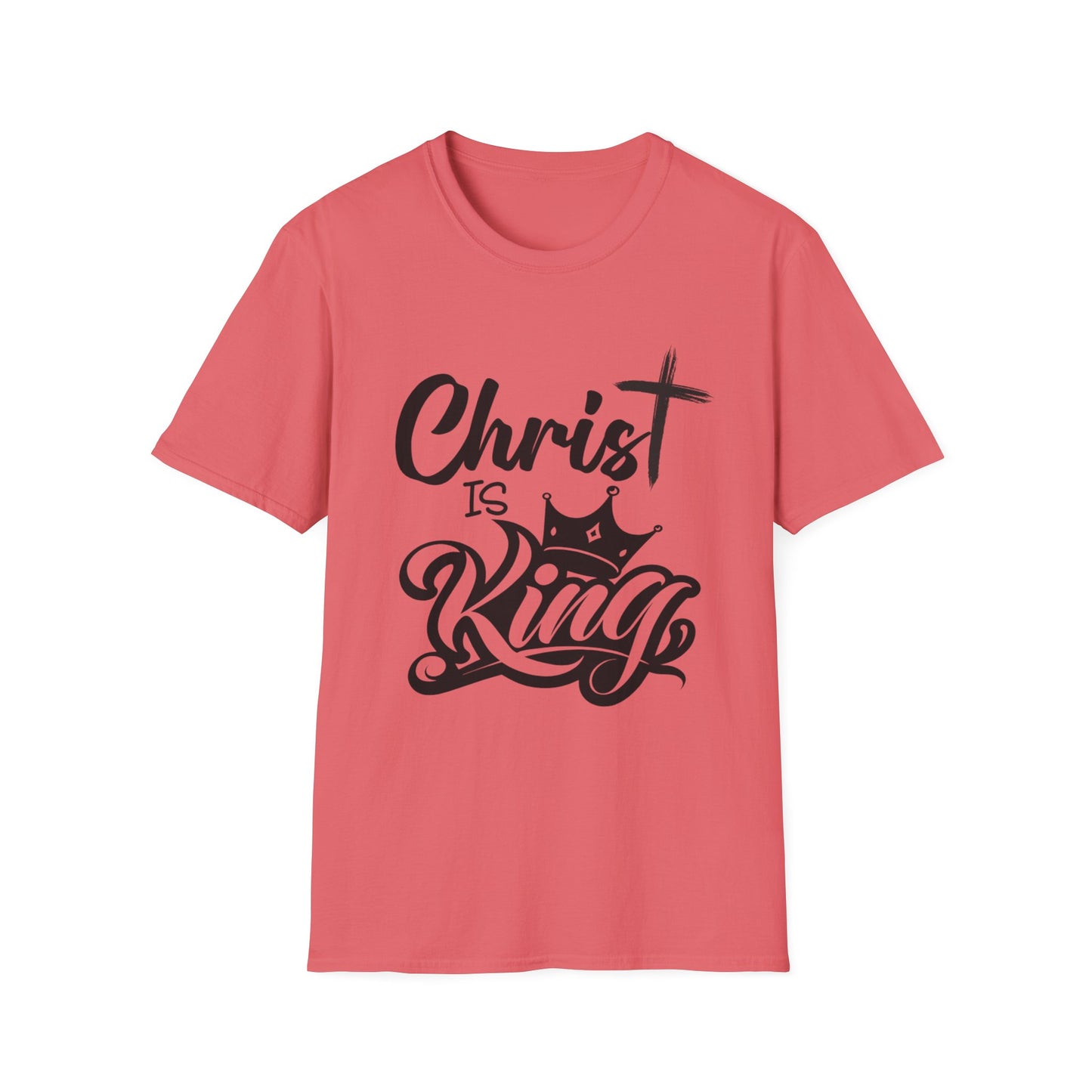 "Christ is King" Unisex Softstyle T-Shirt (Black Logo) - Sweet Baby Jeez Teez