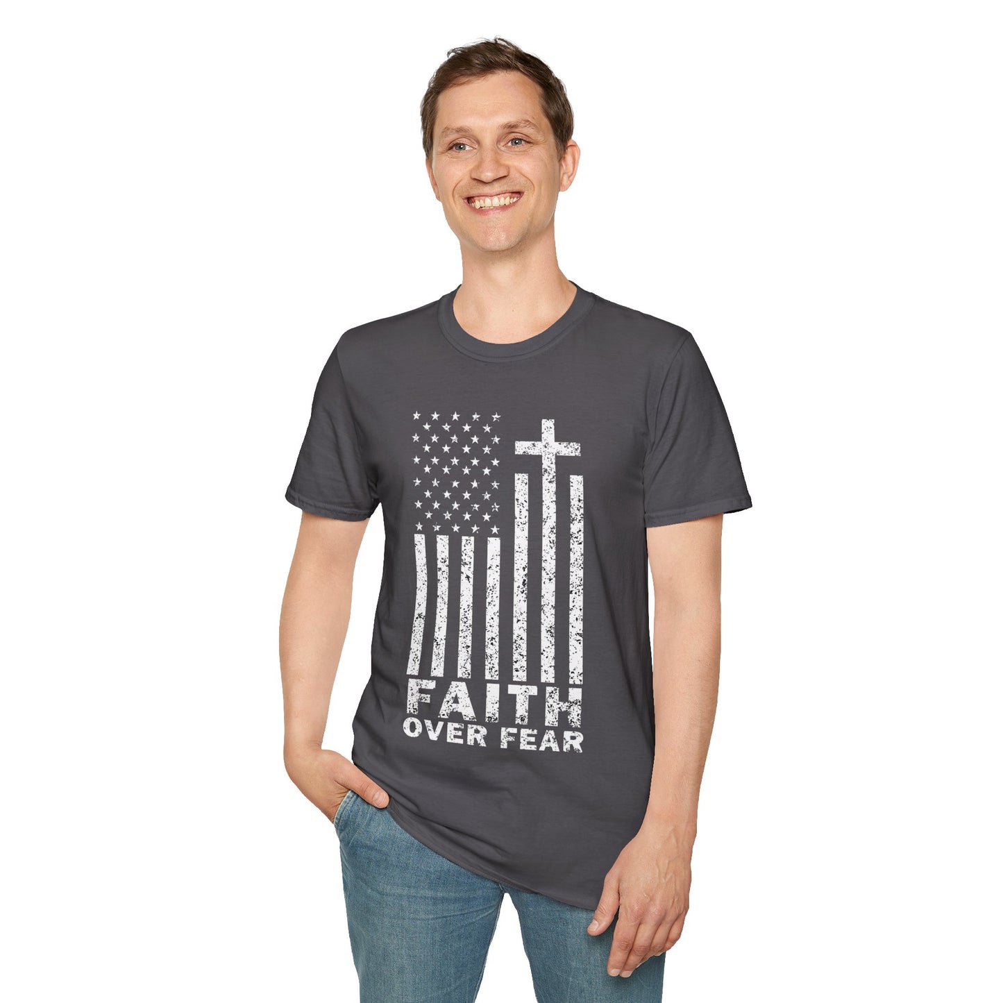 Faith Flag Men's Tshirt (White Logo)