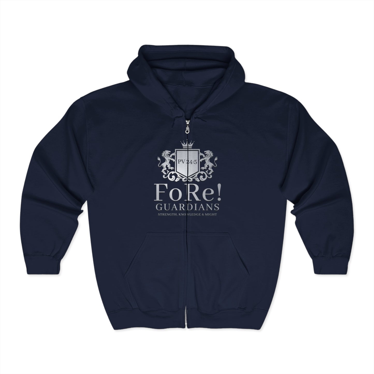 FoRe! Guardians Unisex Full Zip Hoodie - Strong, Knowledge & Might