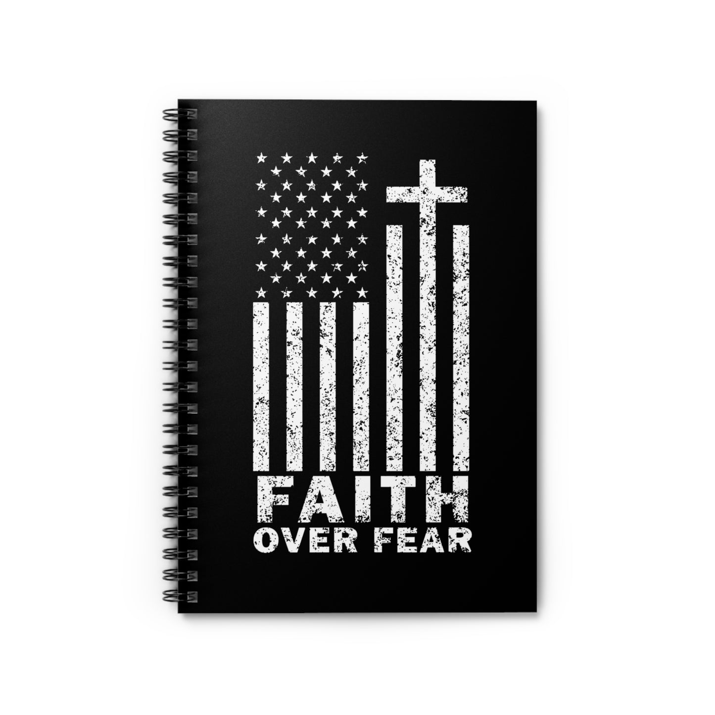 Faith Over Fear Ruled Spiral Notebook (White Flag Logo)