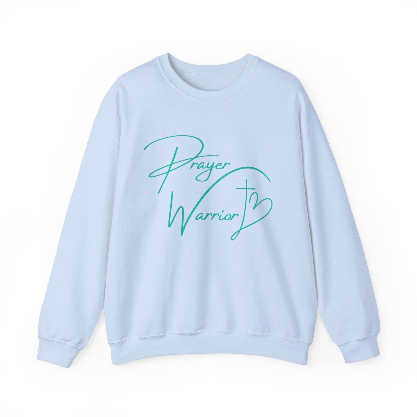 Prayer Warrior Cross Heart Women's Sweatshirt (Teal Logo) - Sweet Baby Jeez Teez