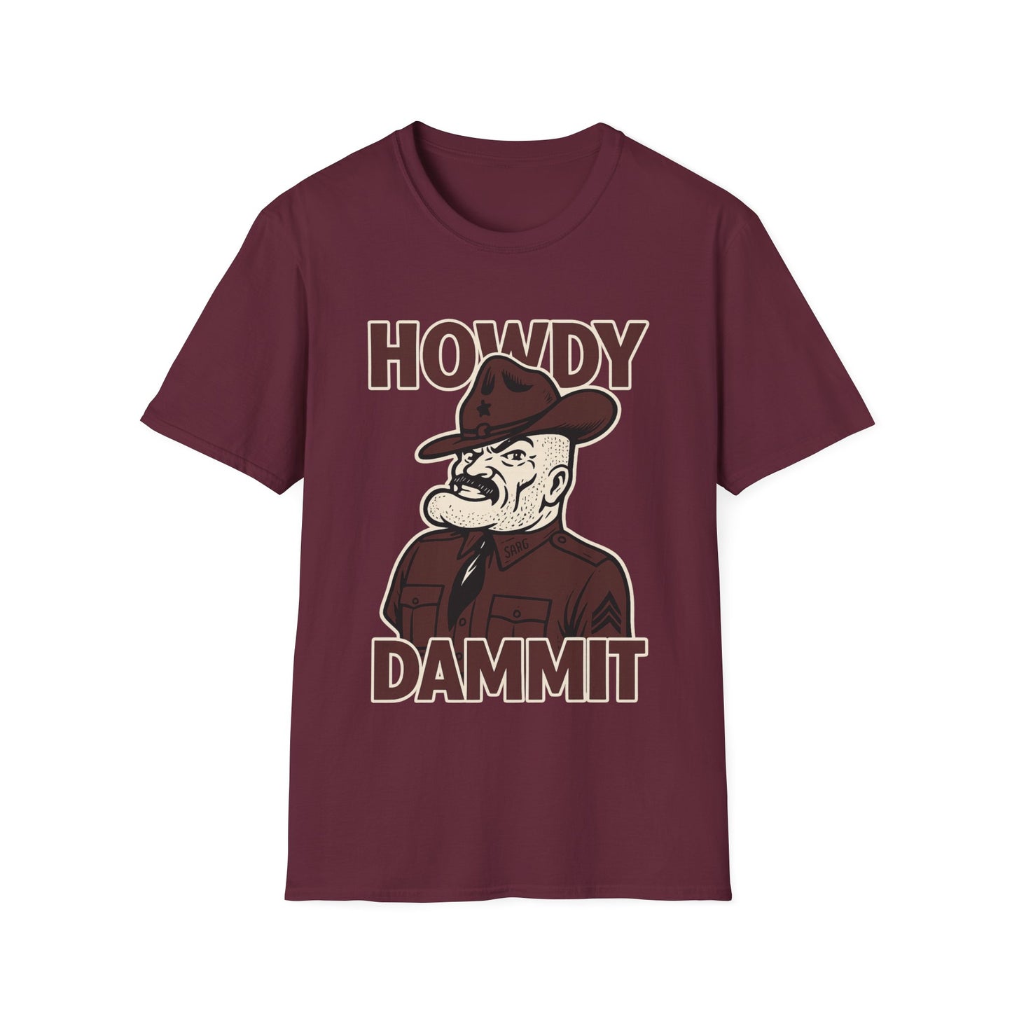 Howdy Dammit Men's Tshirt (Aggie - Old Sarge Logo)