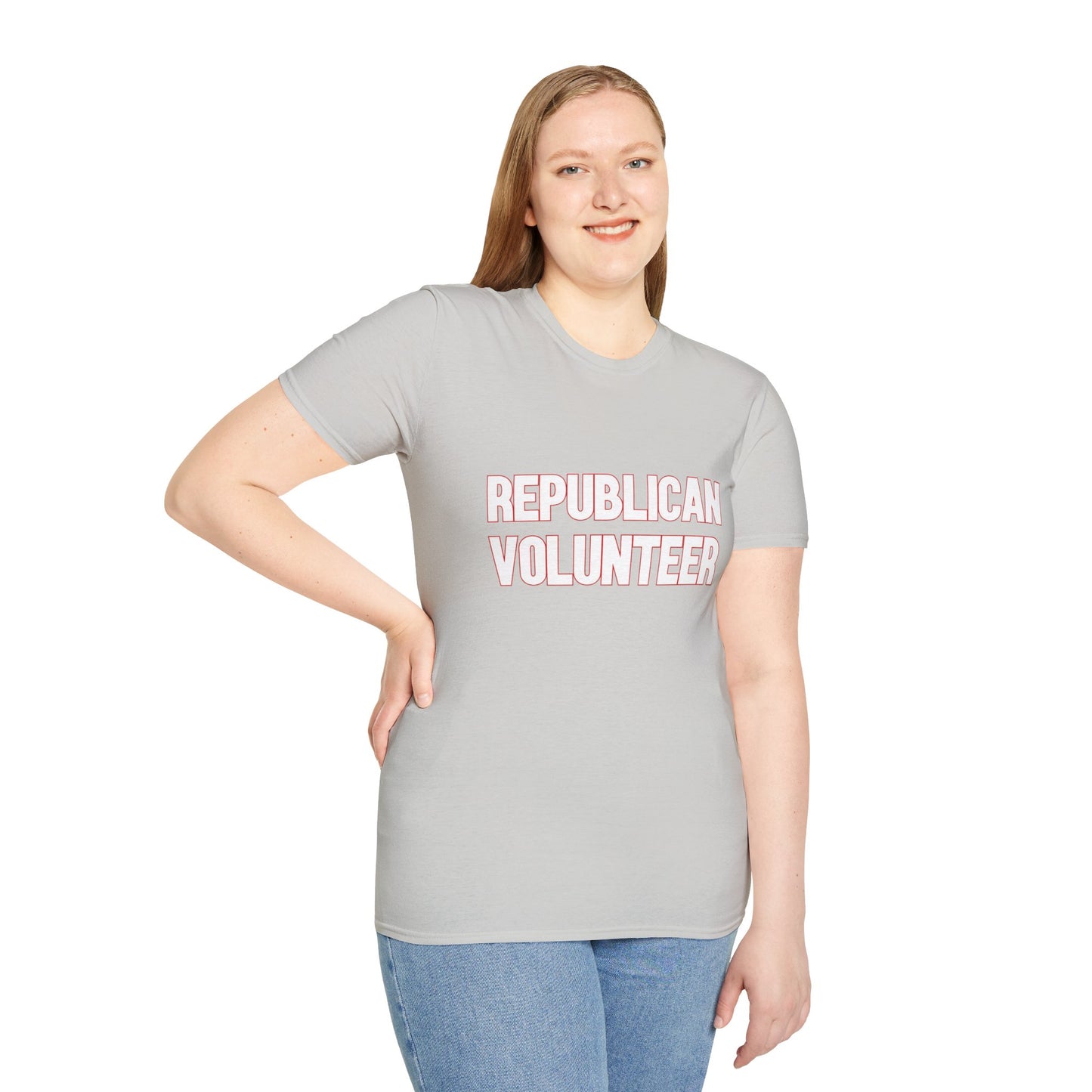 Republican Volunteer Unisex Tshirt (White/Red Logo) - Sweet Baby Jeez Teez