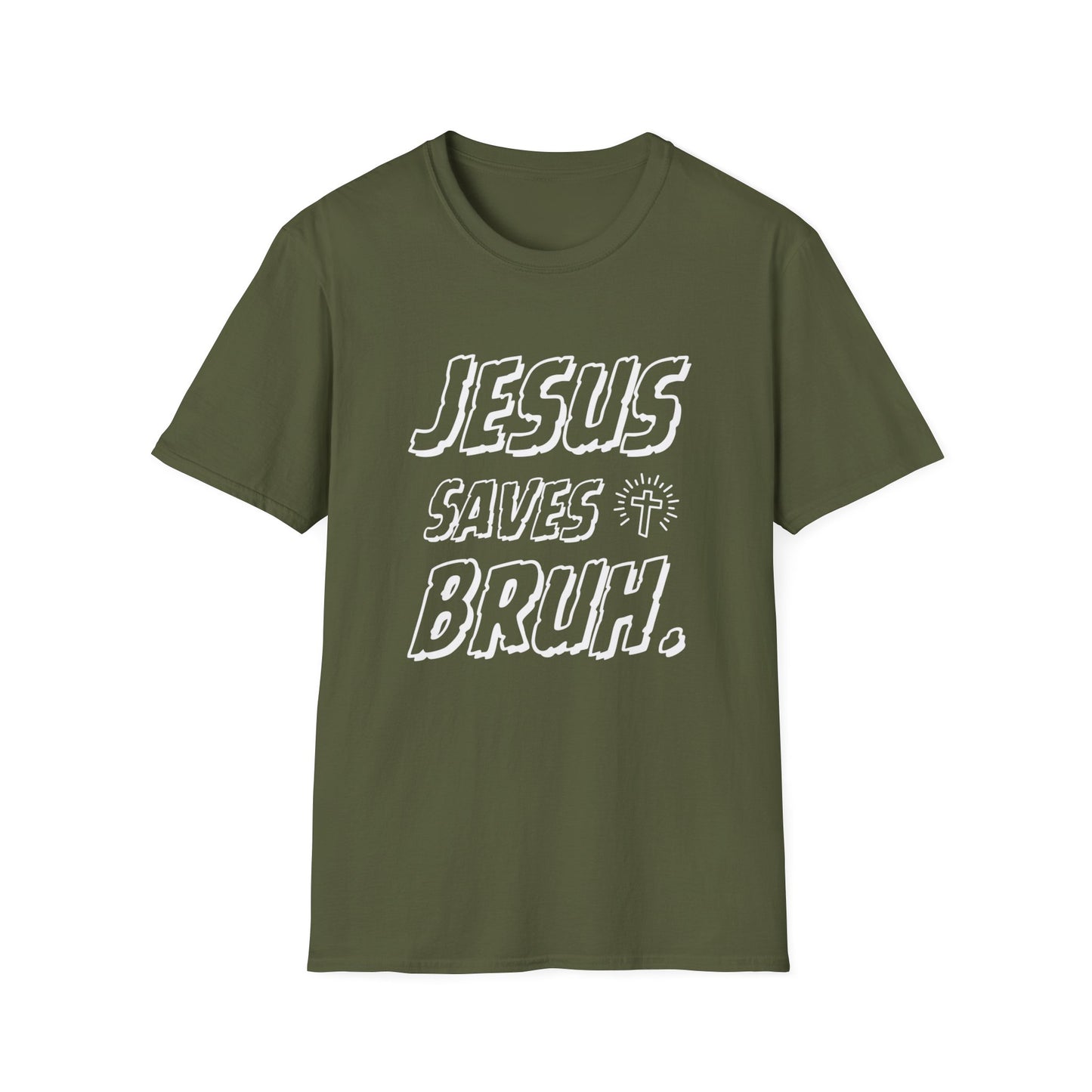 Jesus Saves Bruh Men's Tshirt (White Logo) - Sweet Baby Jeez Teez