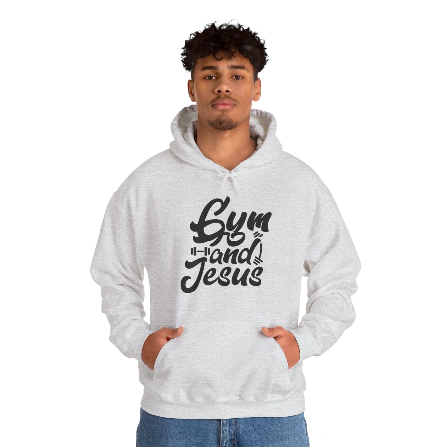 Gym and Jesus Men's Hoodie (Black Logo) - Sweet Baby Jeez Teez