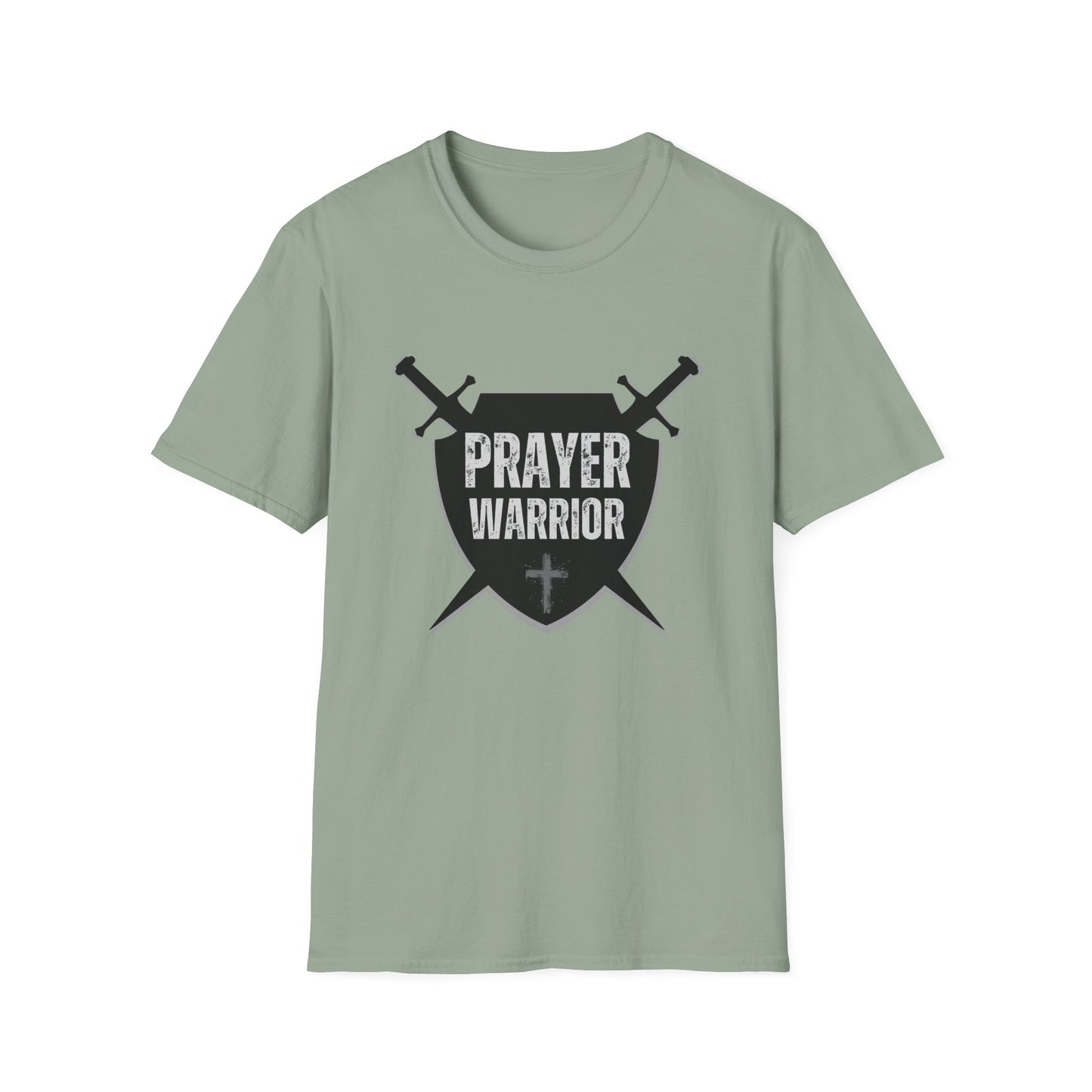 Prayer Warrior Shield Men's Tshirt (Black Logo) - Sweet Baby Jeez Teez