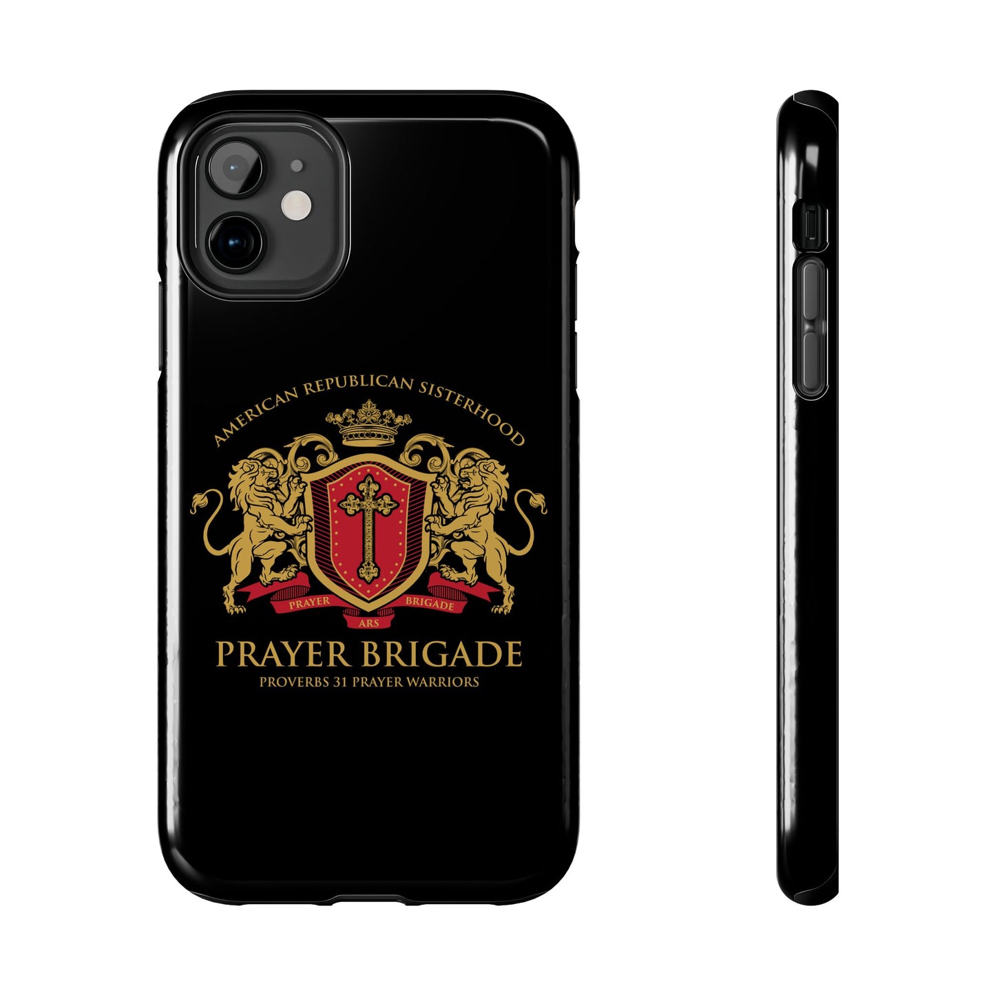 ARS Prayer Brigade Tough Phone Case (Black with Gold/Red Logo)