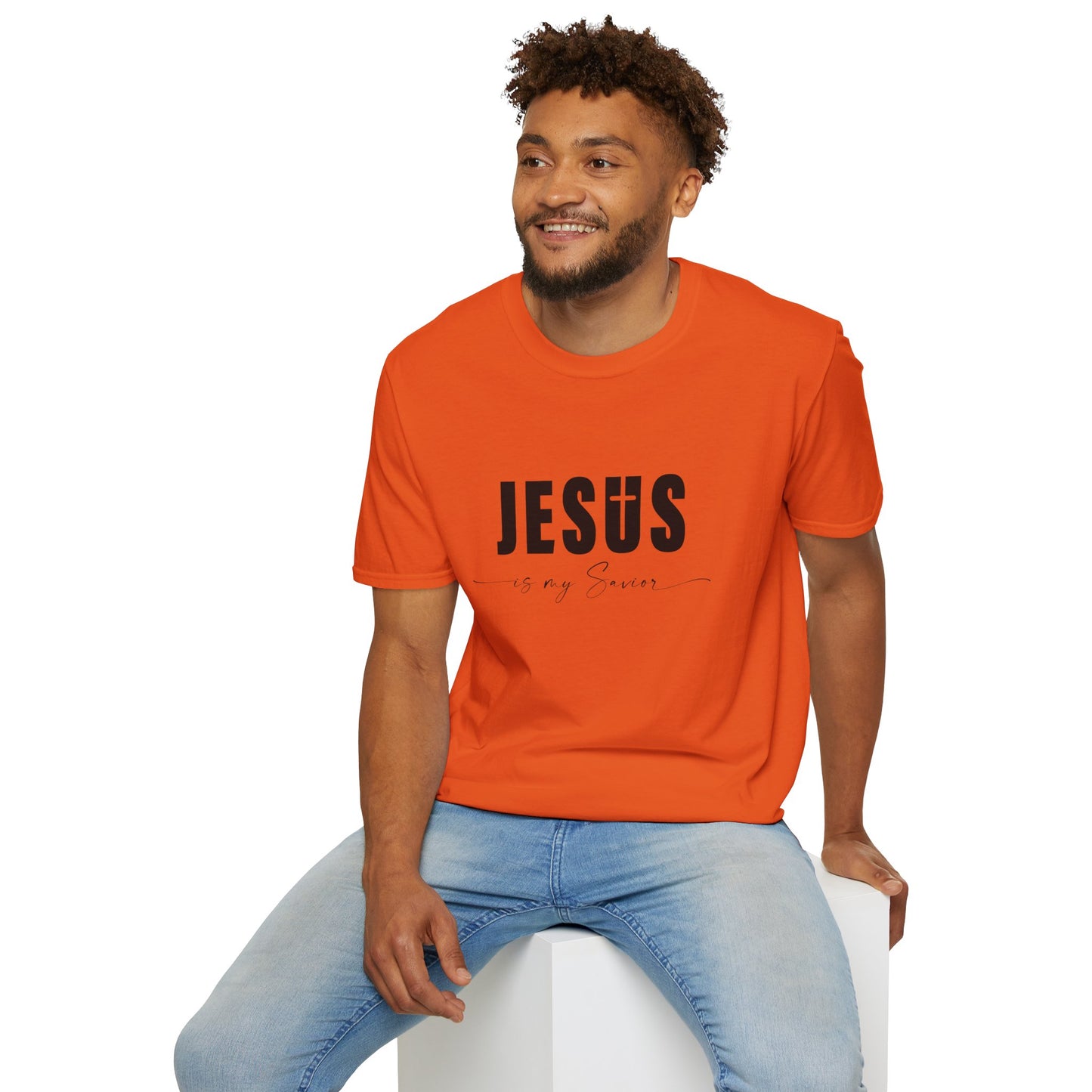 "Jesus is My Savior" Christian Faith Soft T-Shirt (Black Logo)