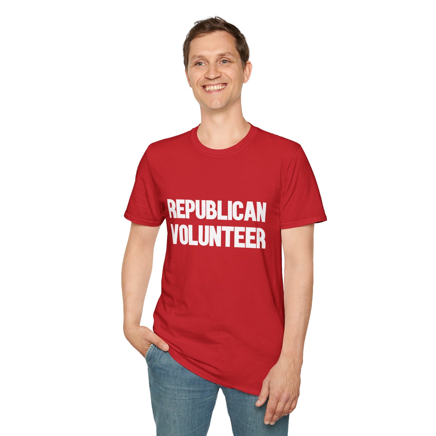 Republican Volunteer Unisex Tshirt (White/Red Logo) - Sweet Baby Jeez Teez