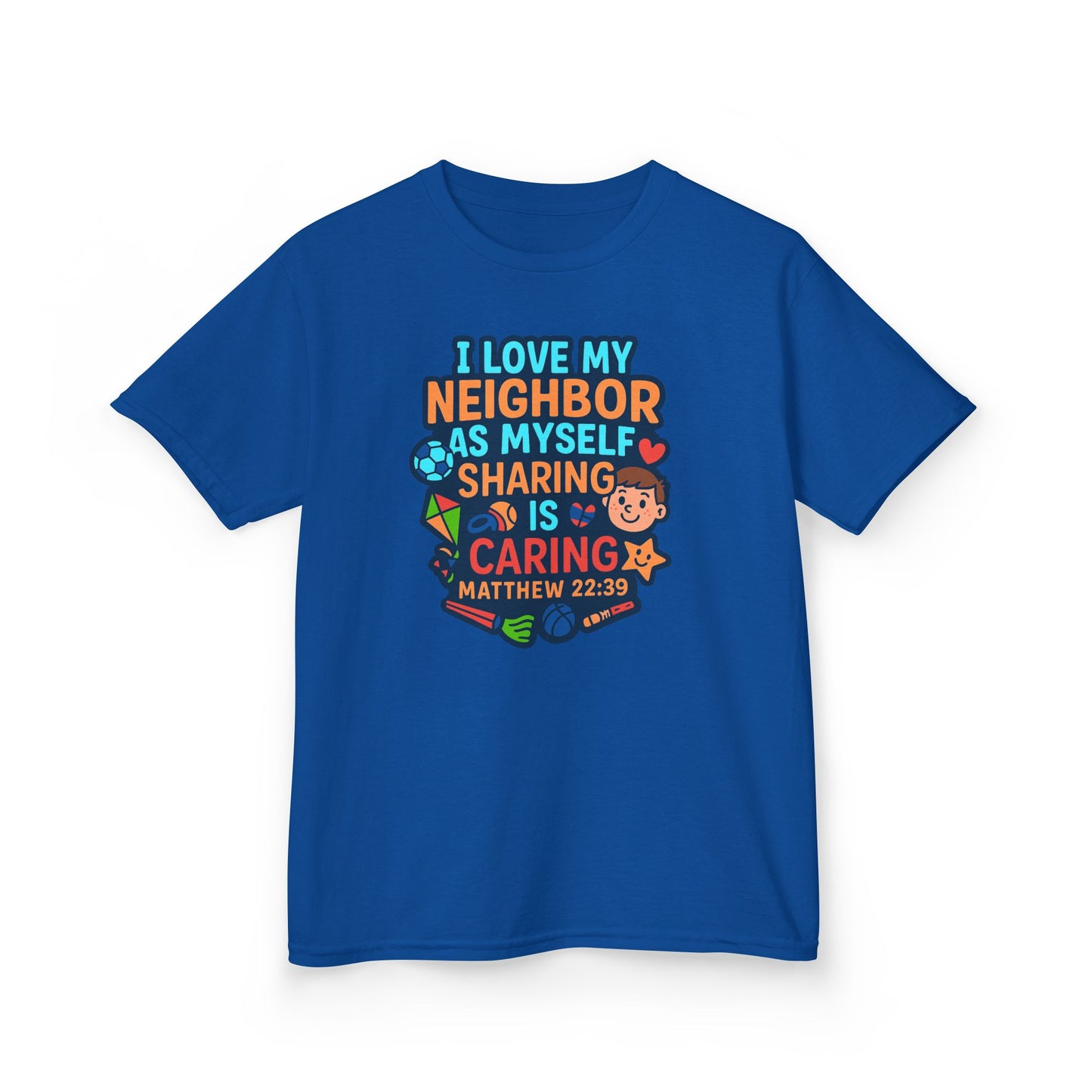 "I Love My Neighbor" Sharing is Caring Christian Boy's Bible Verse Tshirt