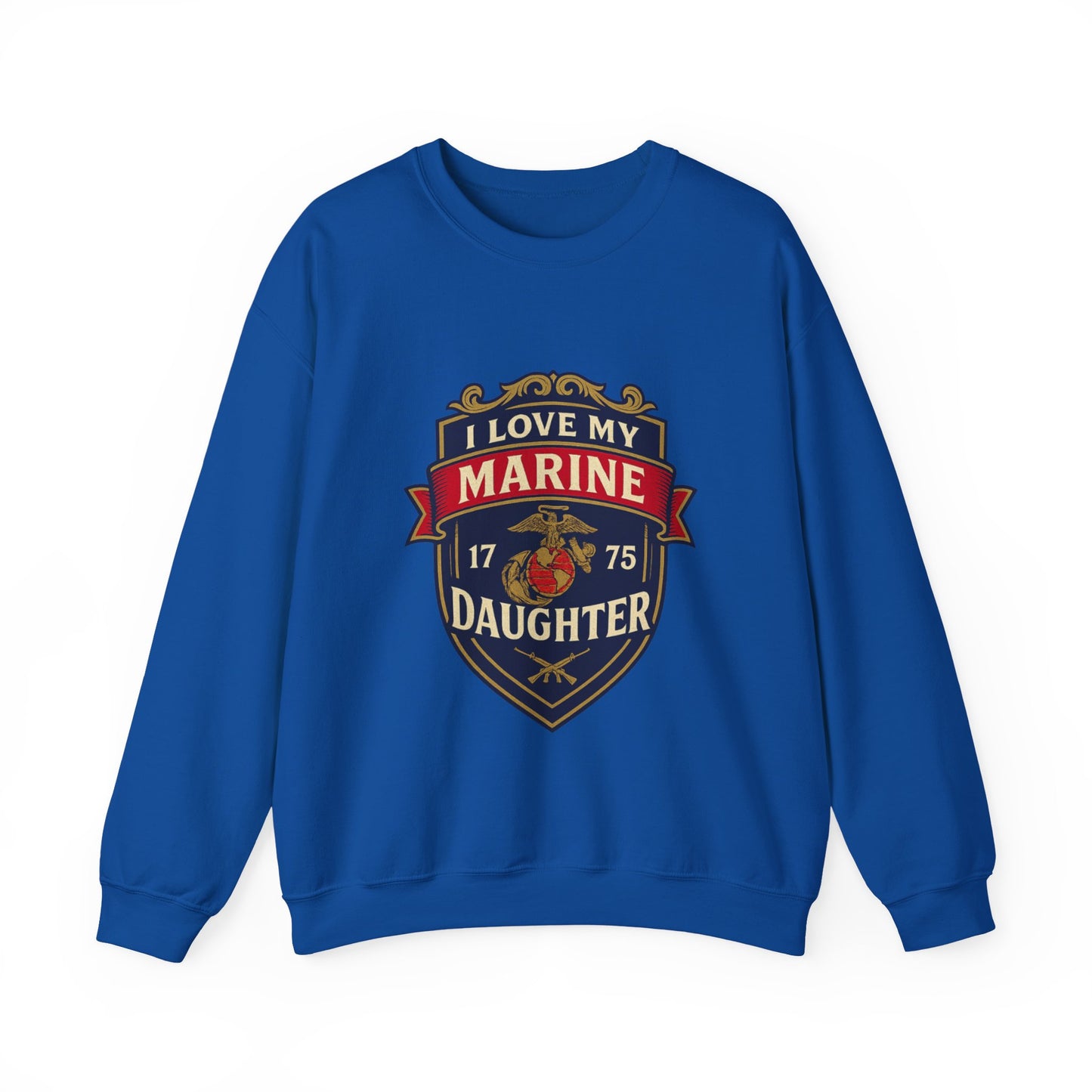 "I Love My Marine Daughter" Patriotic Crewneck Sweatshirt for Marine Military Parents