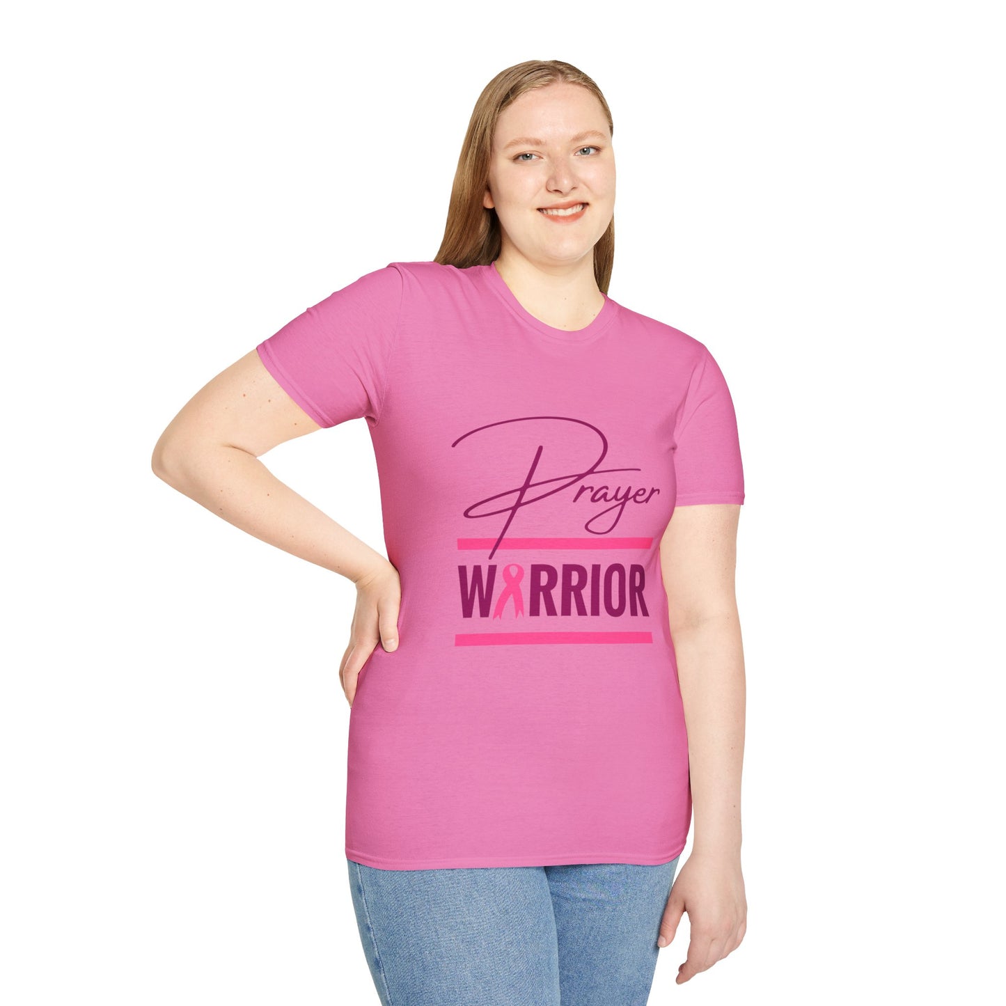 Prayer Warrior Breast Cancer Women's Relaxed/Plus Tshirt (Pink Logo) - Sweet Baby Jeez Teez