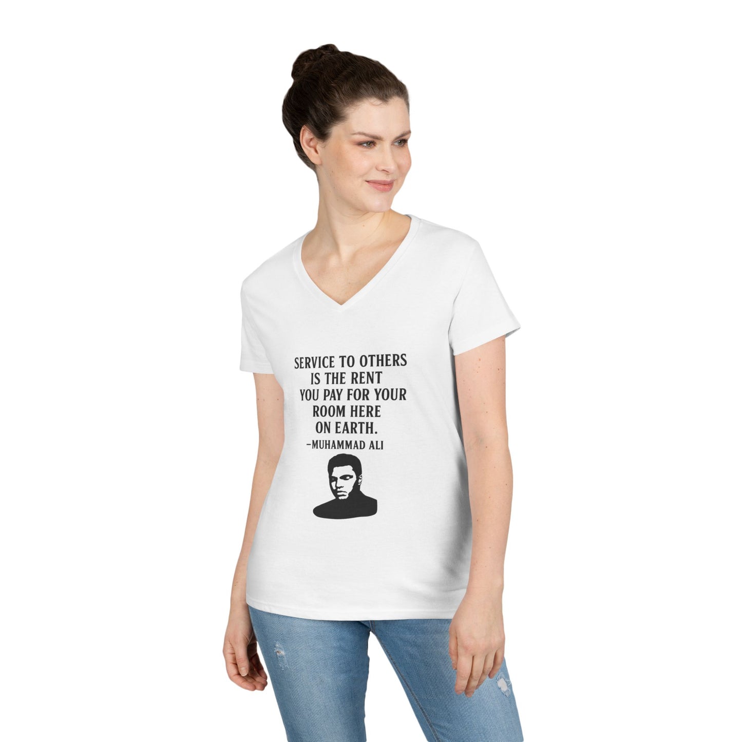 "Service to Others" Muhammad Ali Women's V-Neck T-Shirt (IM Logo)