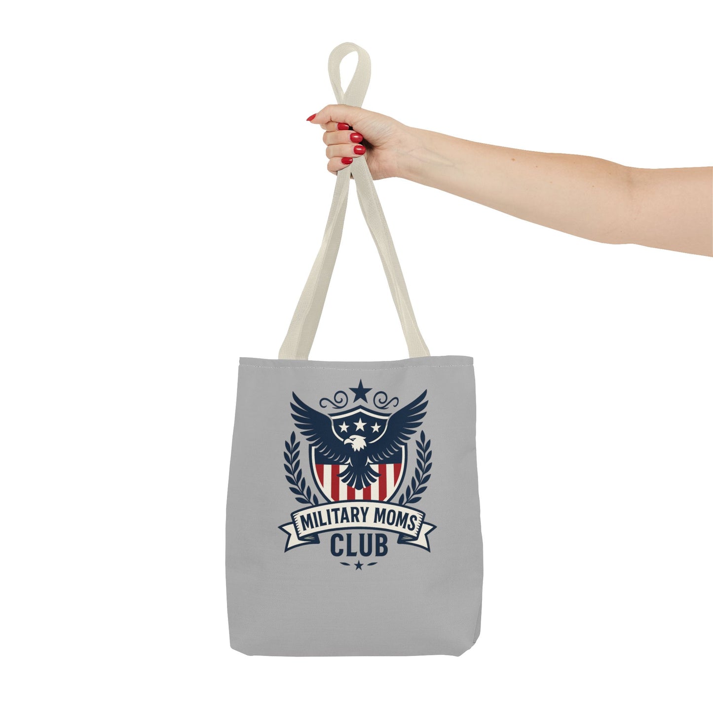 Military Moms Club Tote Bag (Gray with Choice of Handles) - Sweet Baby Jeez Teez