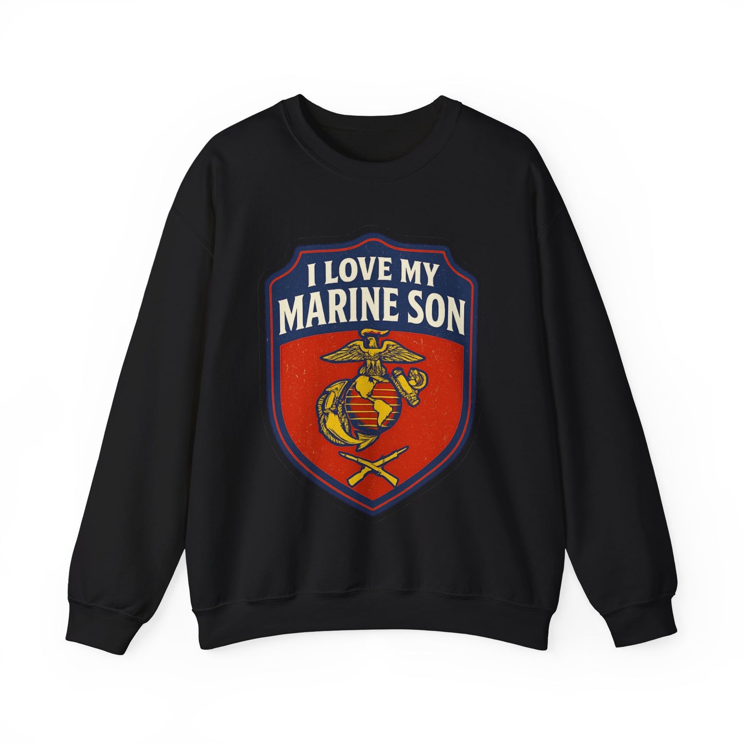 "I Love My Marine Son" Patriotic Crewneck Sweatshirt for Marine Military Parents
