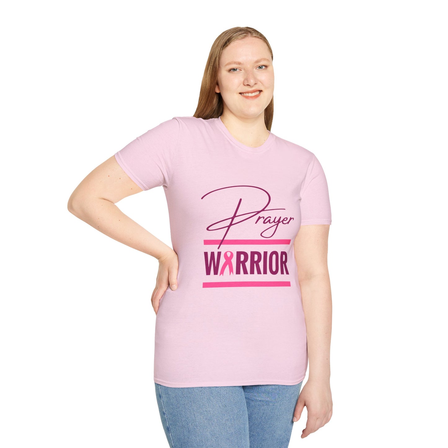Prayer Warrior Breast Cancer Women's Relaxed/Plus Tshirt (Pink Logo) - Sweet Baby Jeez Teez