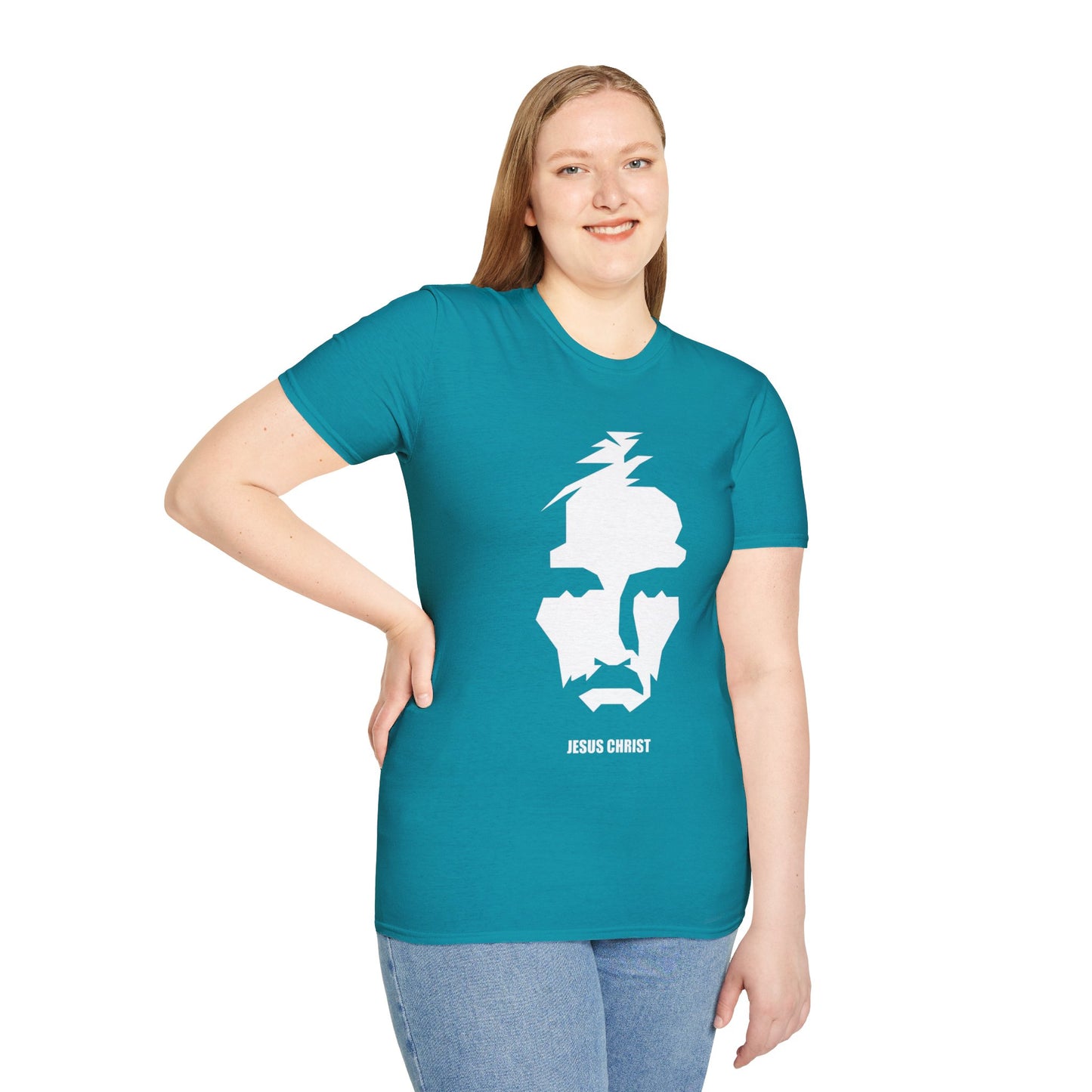 Jesus Portrait Women's Relaxed/Plus Tshirt (Cont. Logo) - Sweet Baby Jeez Teez