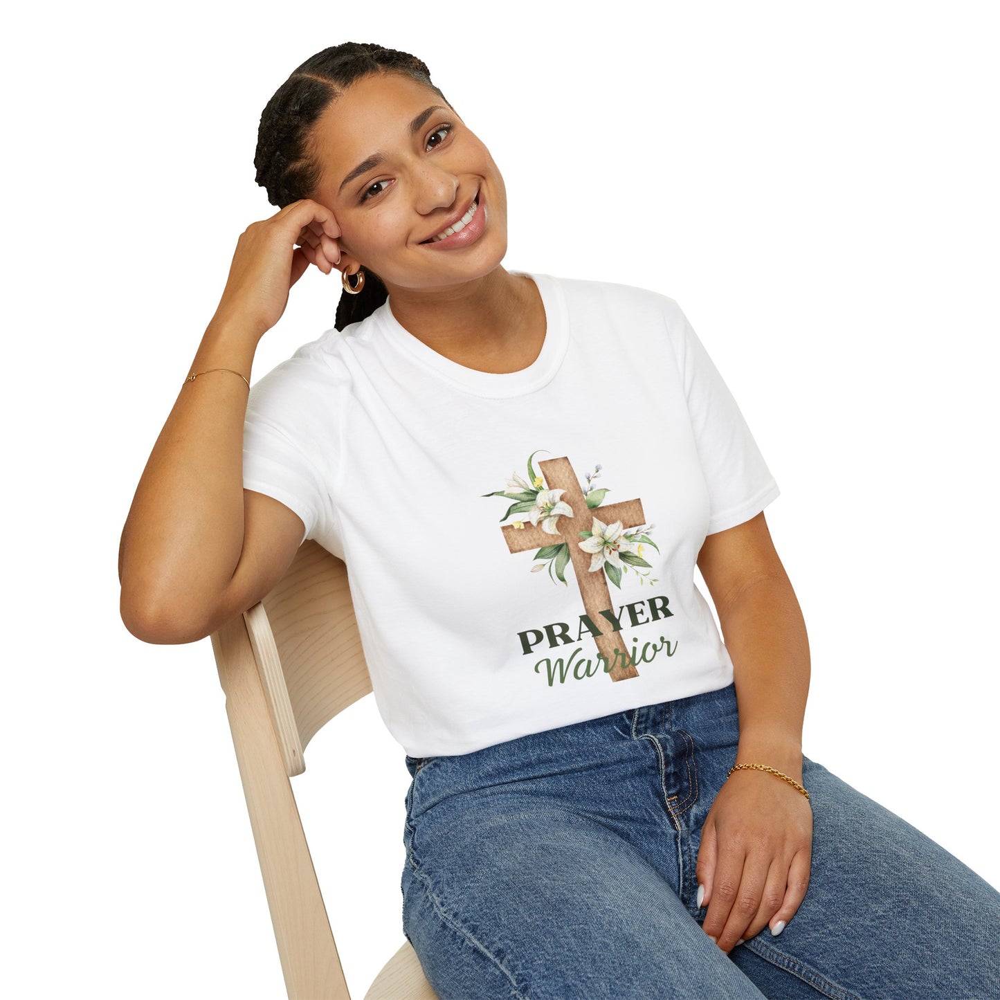 Prayer Warrior Women's Relaxed/Plus Tshirt (Lillies Logo) - Sweet Baby Jeez Teez