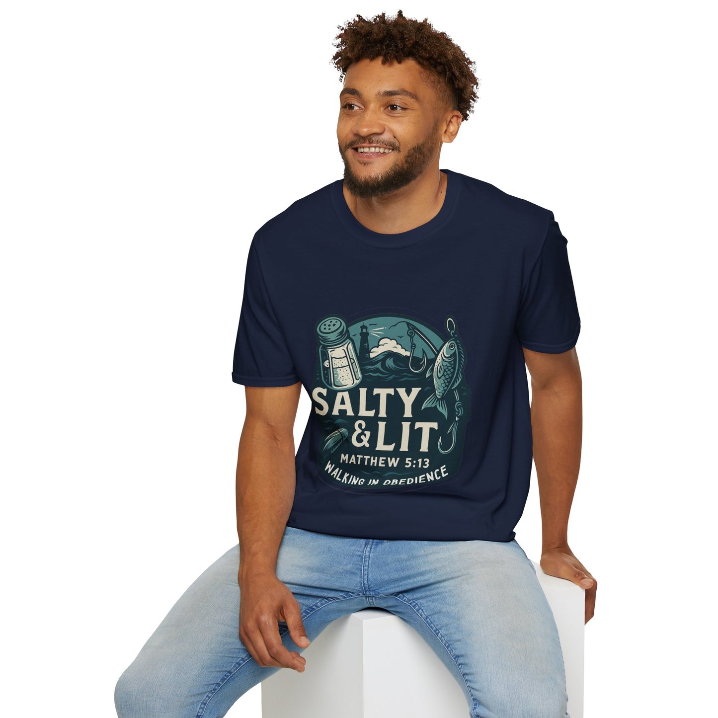 'Salty & Lit" Matthew 5:13 Bible Verse Christian Softstyle Tshirt