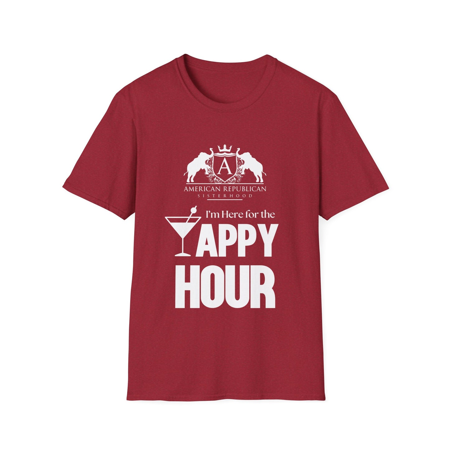 Here for the Yappy Hour Women's Unisex/Relaxed Tshirt (ARS-White Logo) - Sweet Baby Jeez Teez