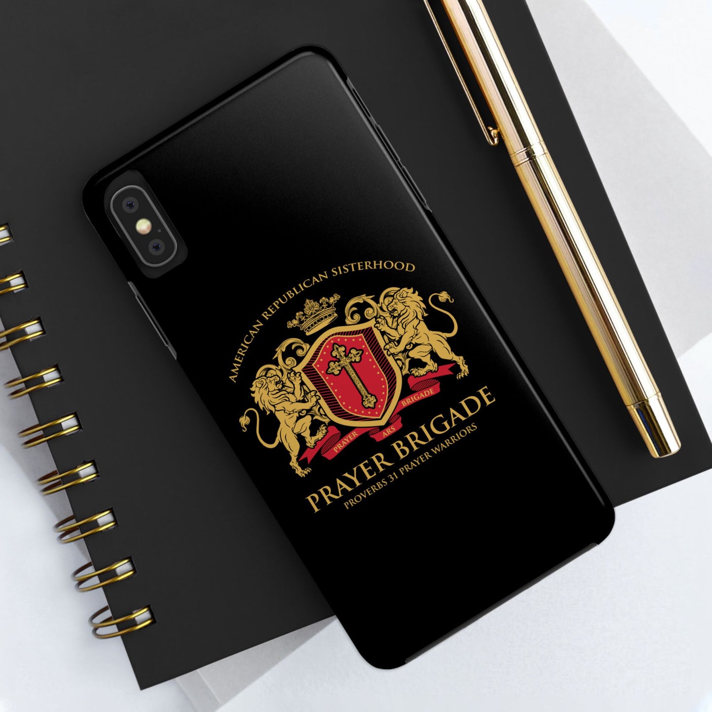 ARS Prayer Brigade Tough Phone Case (Black with Gold/Red Logo)