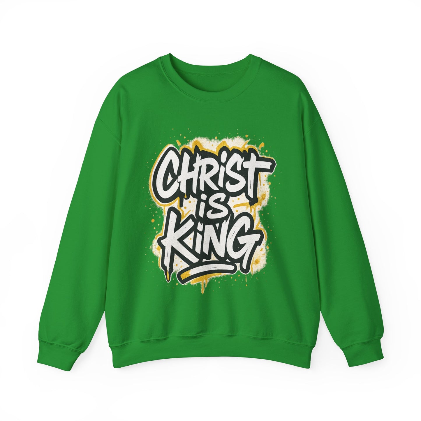 Christ is King Men's Crewneck Sweatshirt (White/Gold Logo)